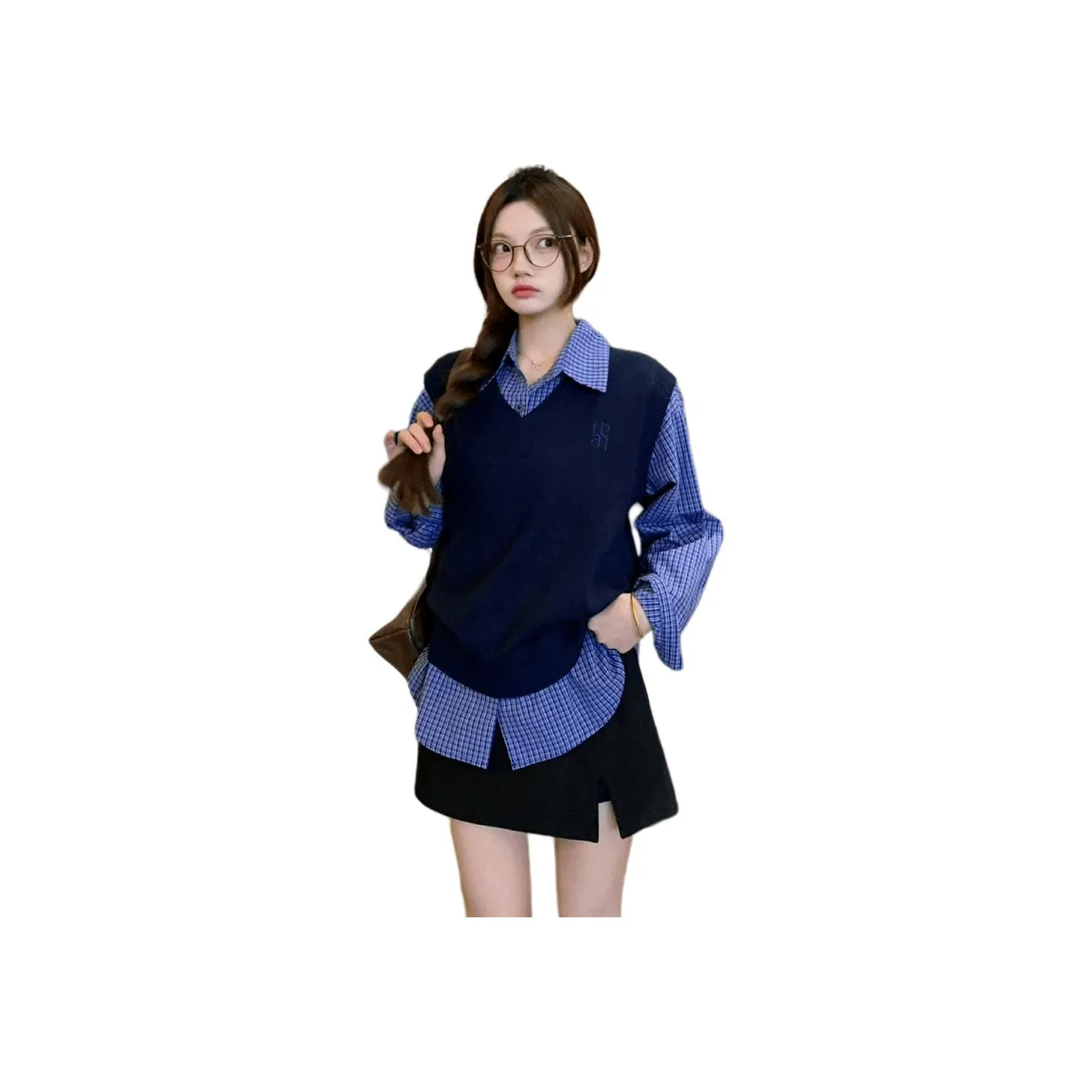 LIJIUJIU Рубашка + Жилет Женская Рубашка