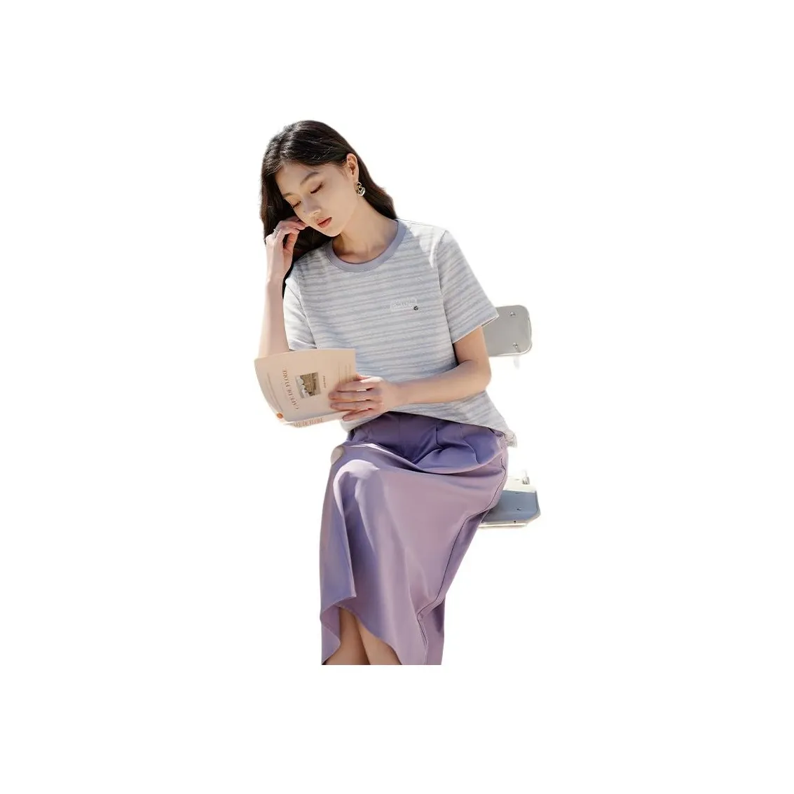 XIANGYING Regular T Shirt Women's Gray Purple