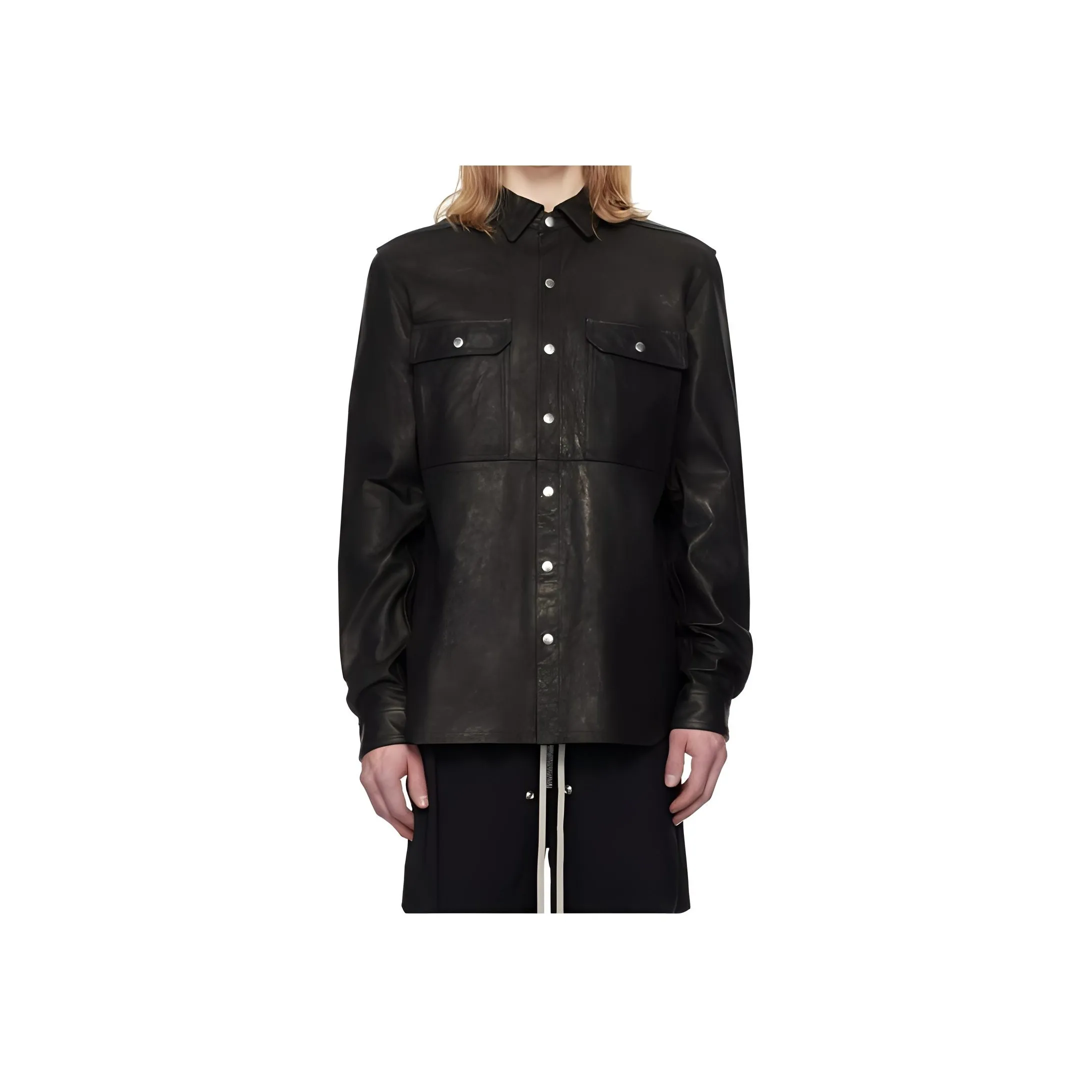 RICK OWENS/RO Leather Jacket Men's Army Green
