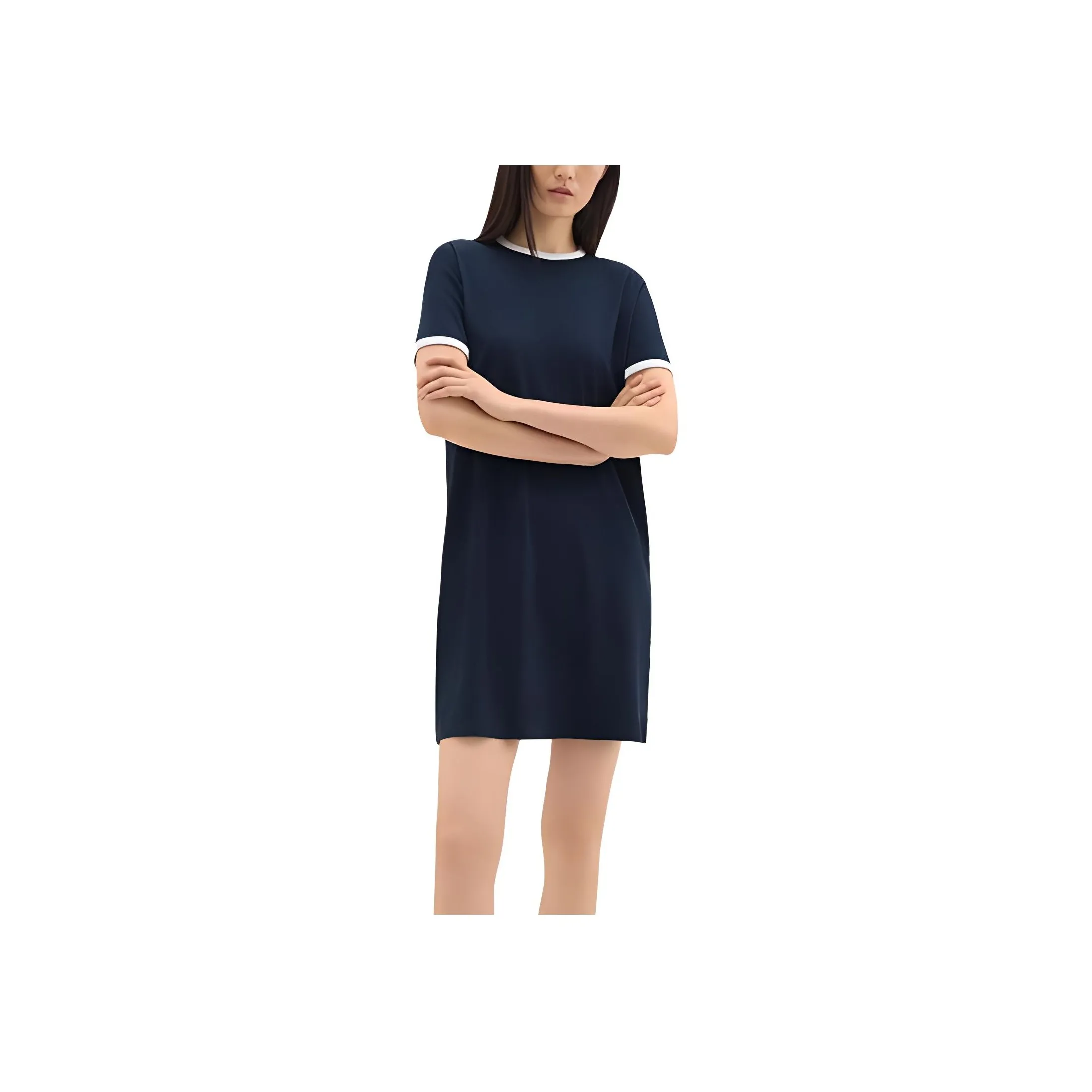 THEORY Short Sleeved Dress Women's Navy Blue/White