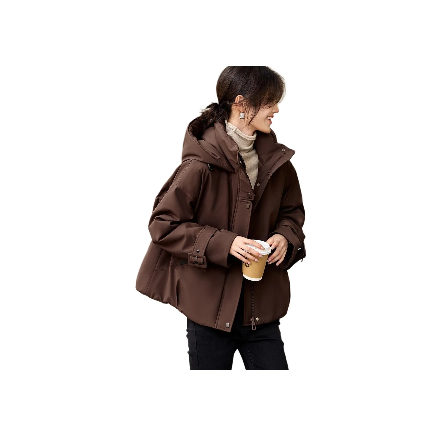 XWI Пуховик Женский Темно-Коричневый