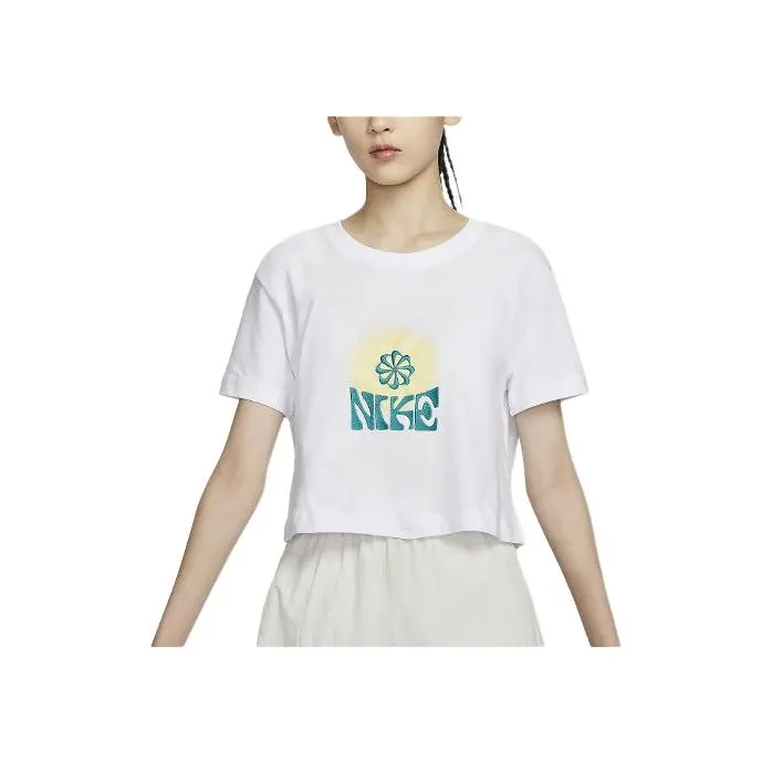 Nike Sportswear Women's Floral Embroidered Crewneck T-Shirt White