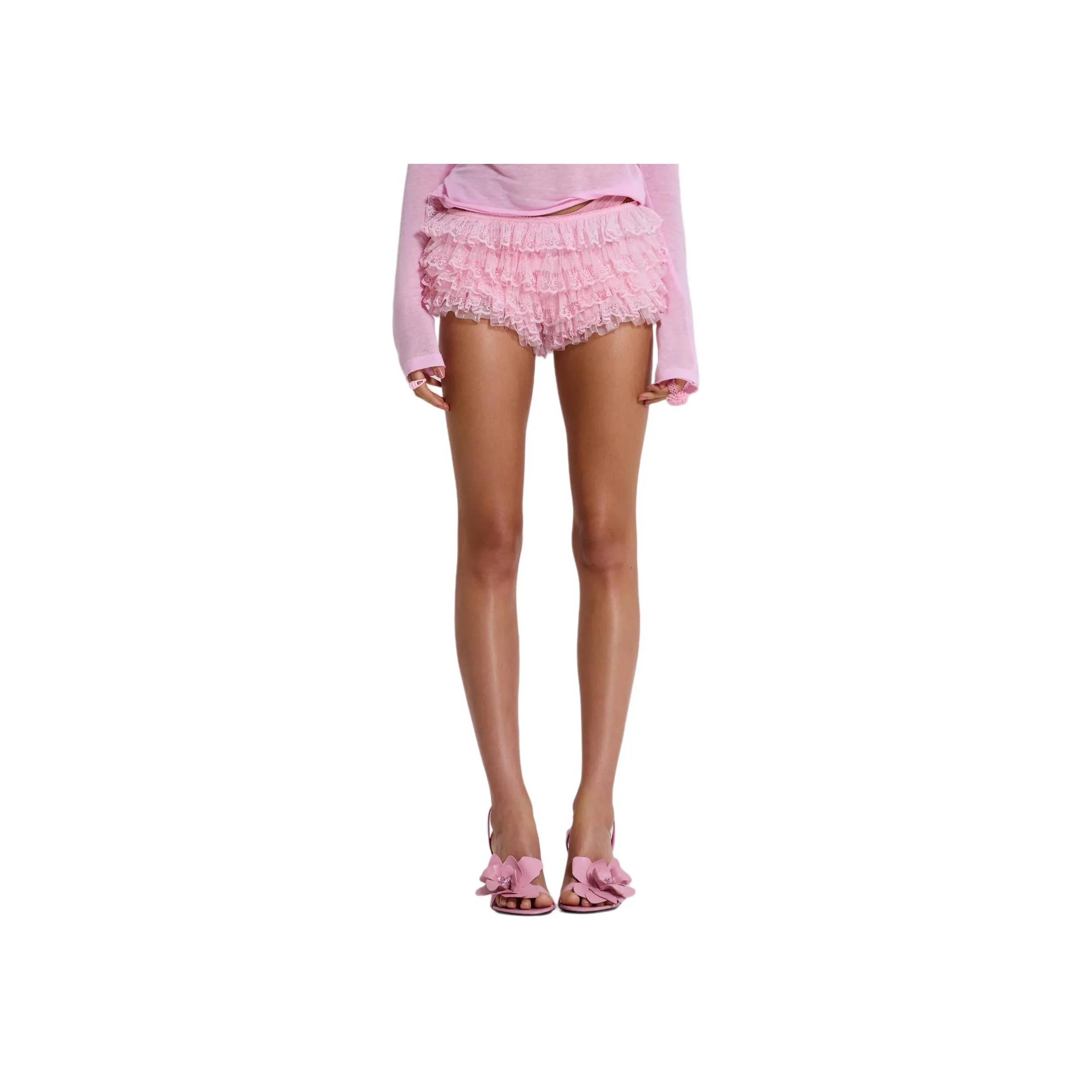 Jaded London Rhea Lace Bloomer Shorts Casual Shorts Women's Pink/Pink