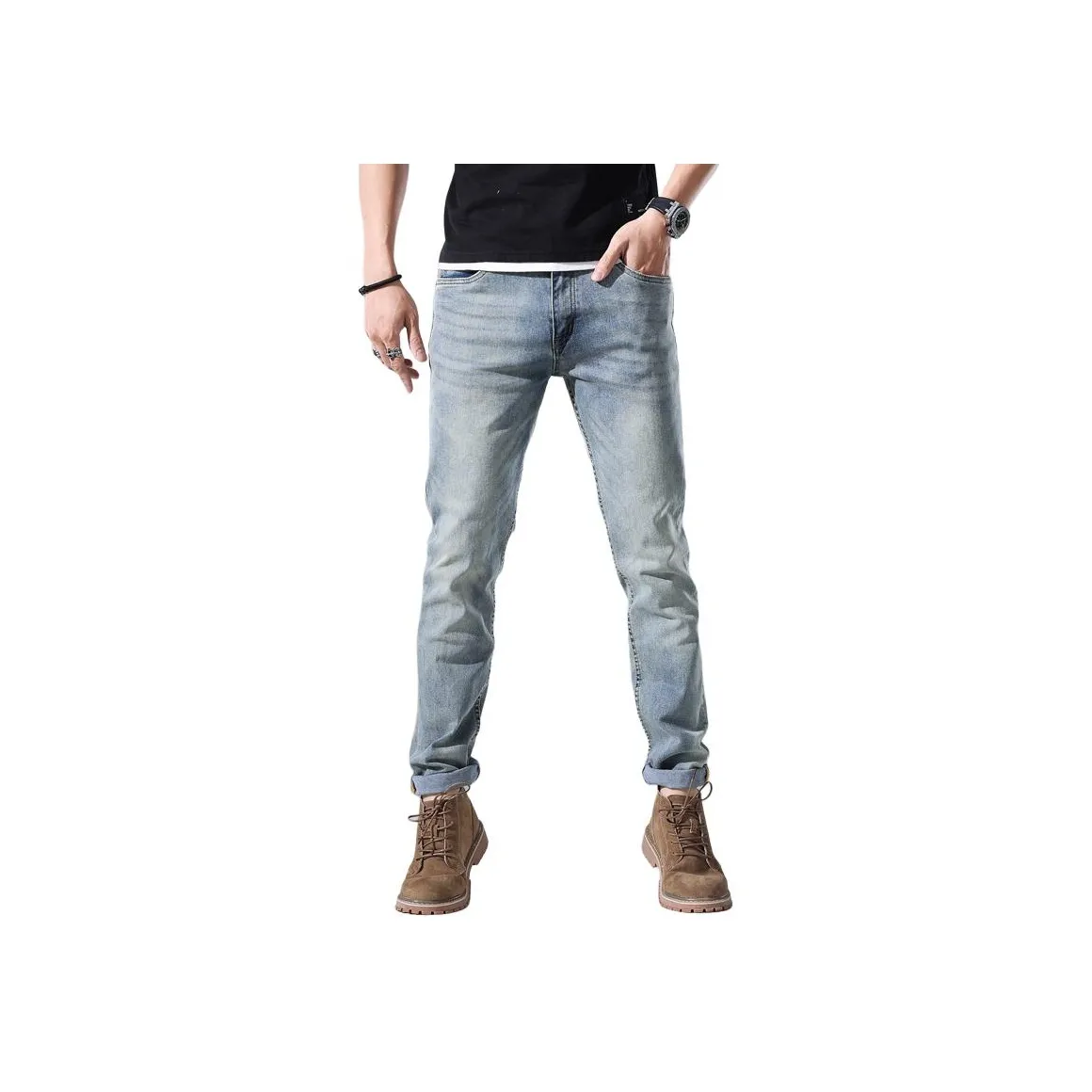 PIERRE CARDIN Светло-синие мужские джинсы