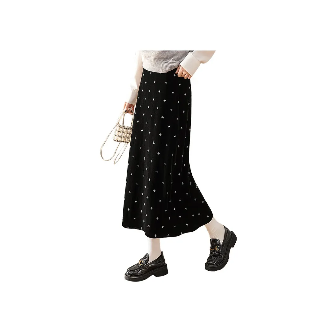 Cypress House Повседневный Длинный Юбка Женские Черный