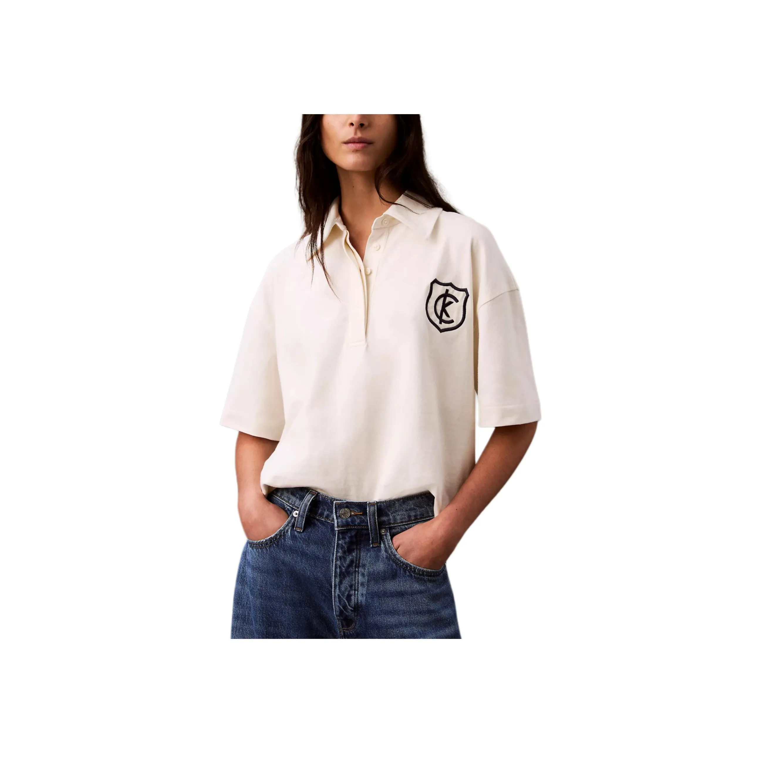 CALVIN KLEIN Polo Shirt Women's Frosted White