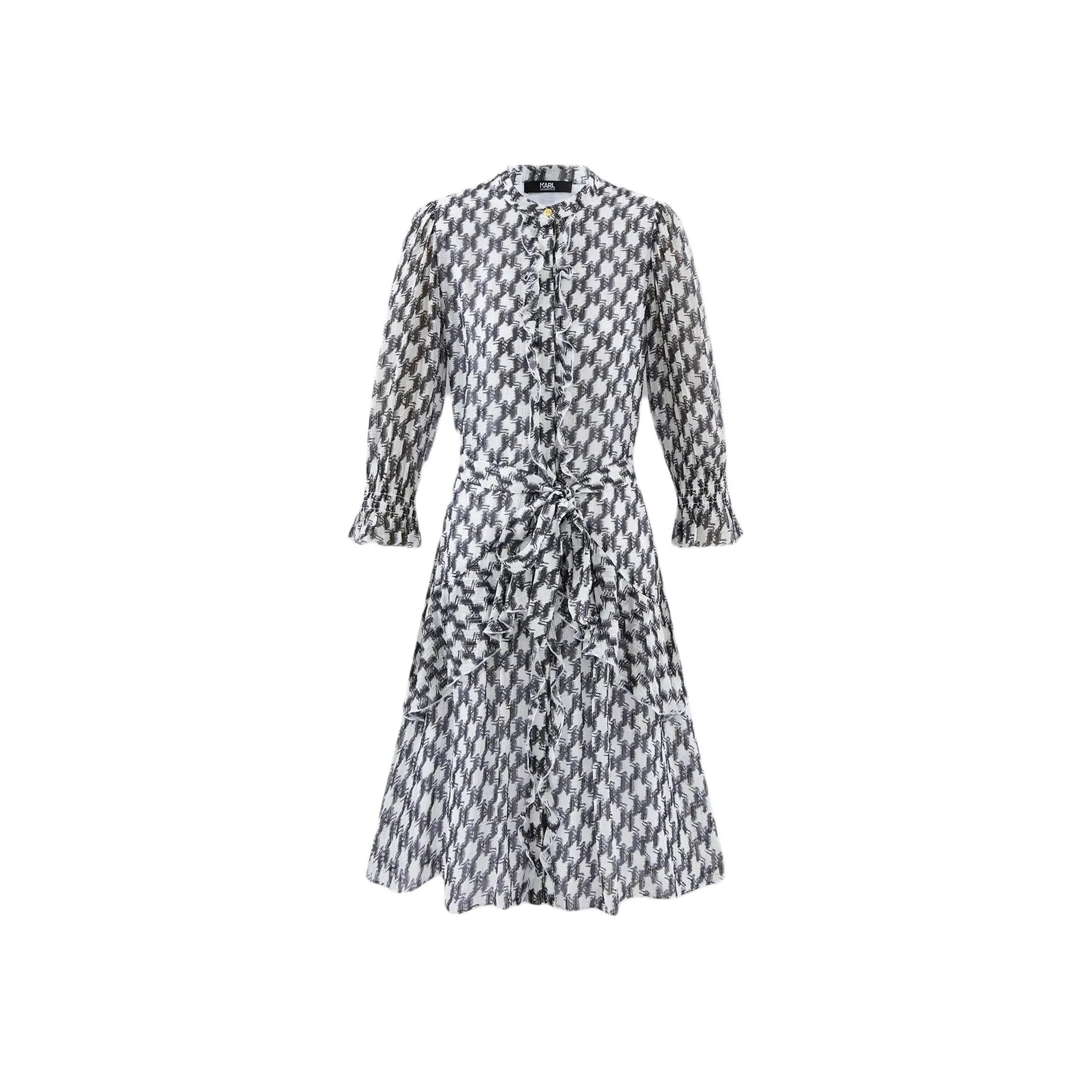 KARL LAGERFELD Длинное платье с длинными рукавами женское черное и белое