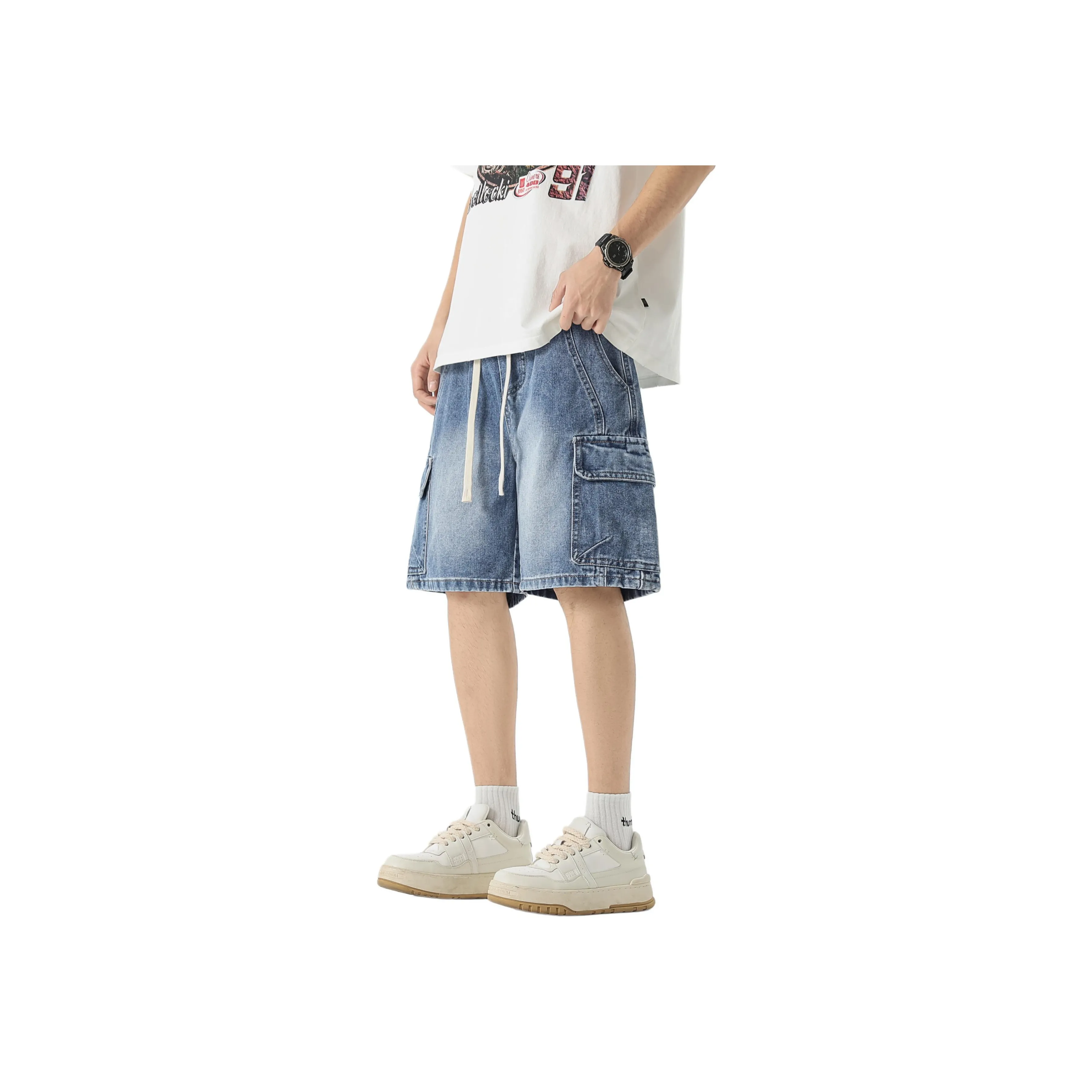 Menglaini Denim Shorts Unisex