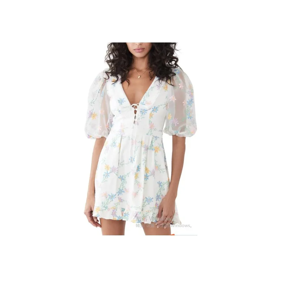 FOR LOVE & LEMONS Majorie Mini Dress Short Sleeved Dresses Women's Ivory