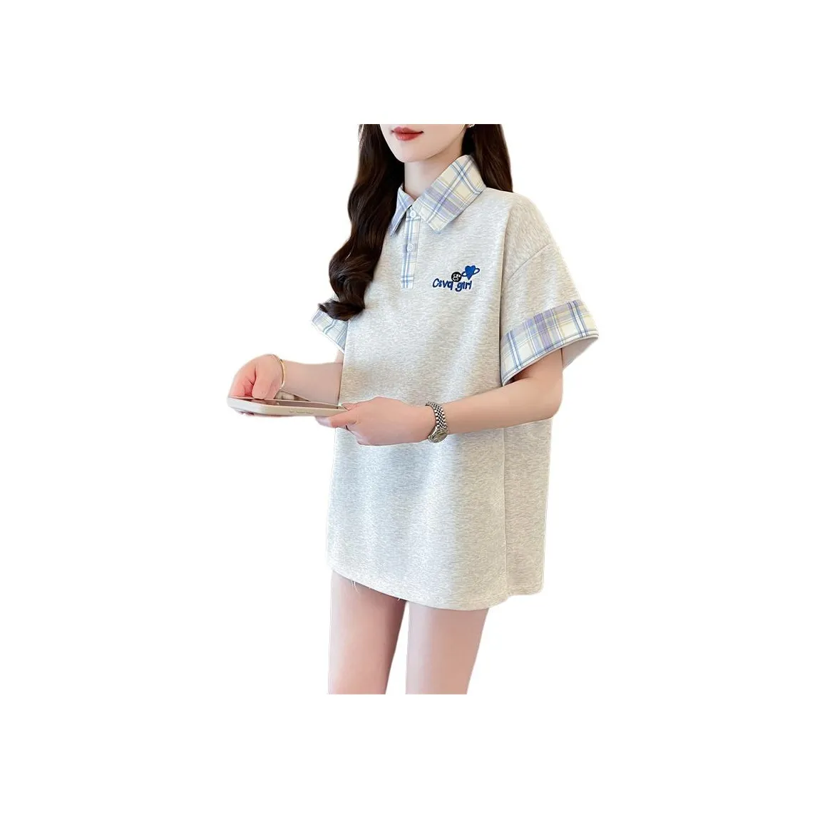 Flowers In Water Drop Shoulder Sleeve T Shirt Women's