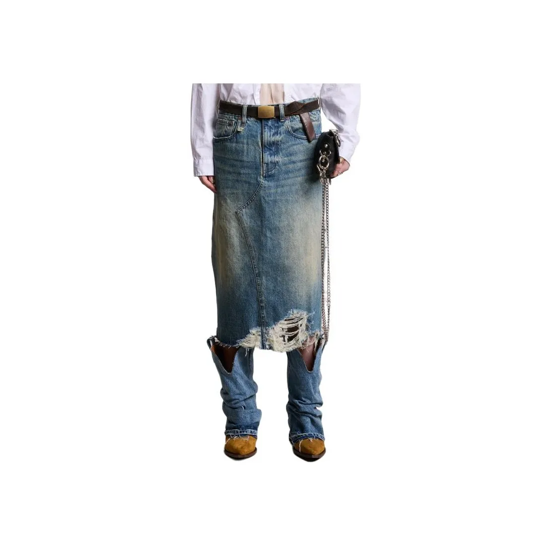 R13 SS24 Denim Long Skirt Women's Clinton Blue R13 SS24 Деним Длинная Юбка Женская Clinton Синий