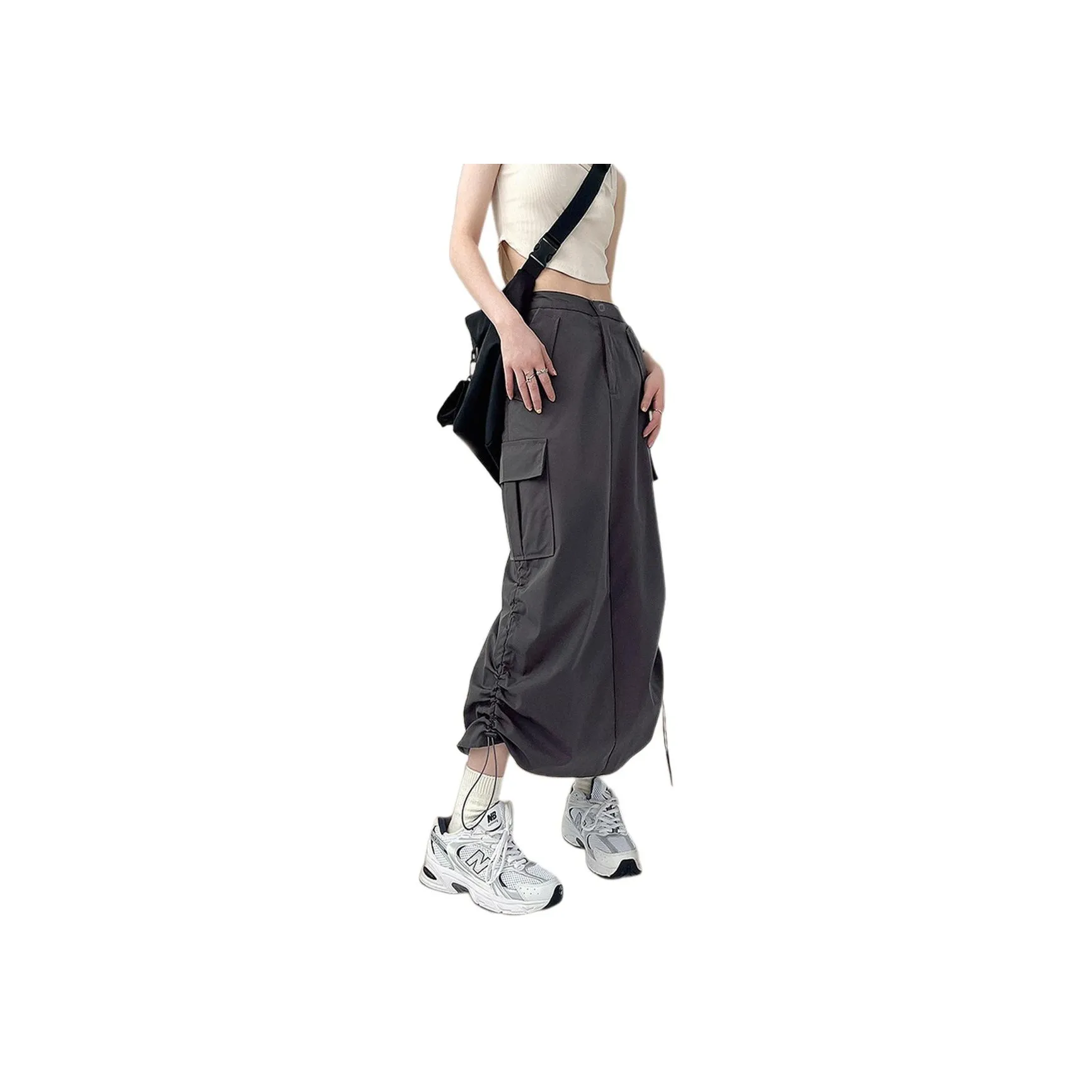 Weixi Denim Long Skirt Women's Gray