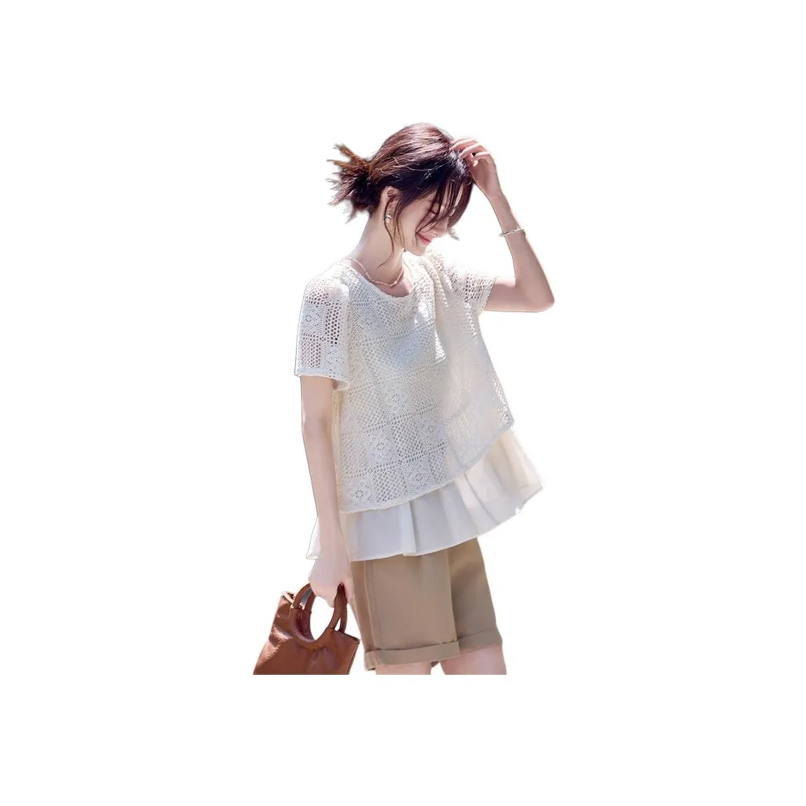 SHANGJING Бежевые Женские Рубашки