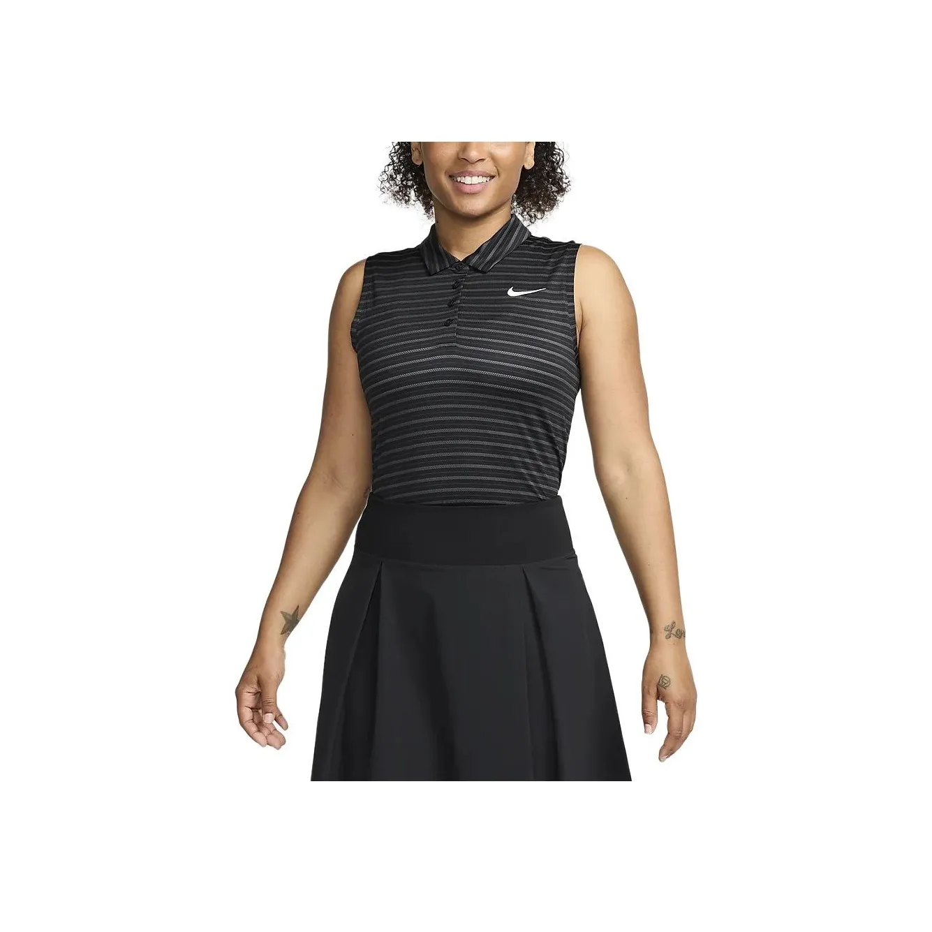 Nike Victory Women's Dri FIT Sleeveless Striped Golf Polo