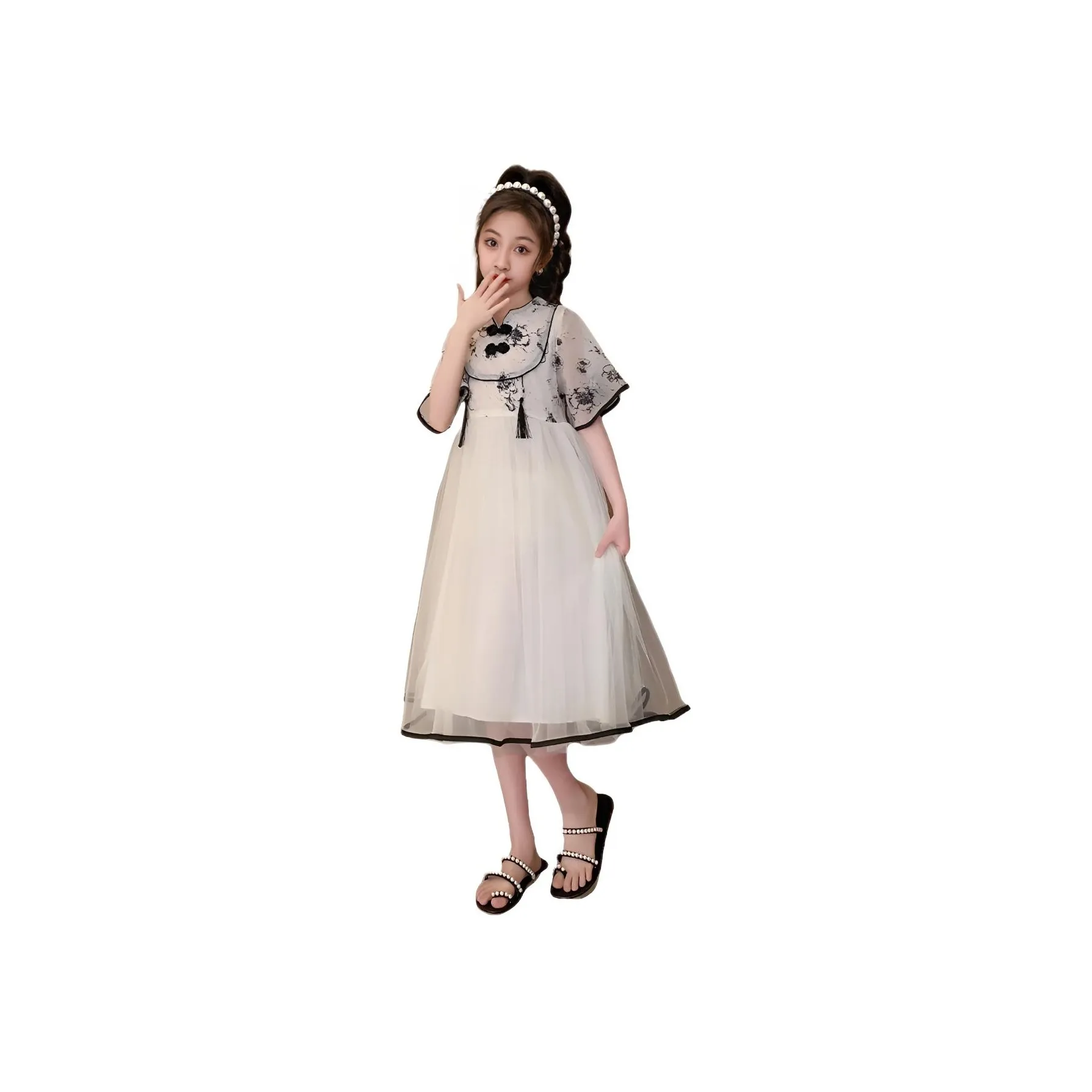 TONYBEAR 2025 Лето Новый китайский стиль Средняя школа Традиционный китайский стиль Картина тушью Китайский стиль Девушка Юбка