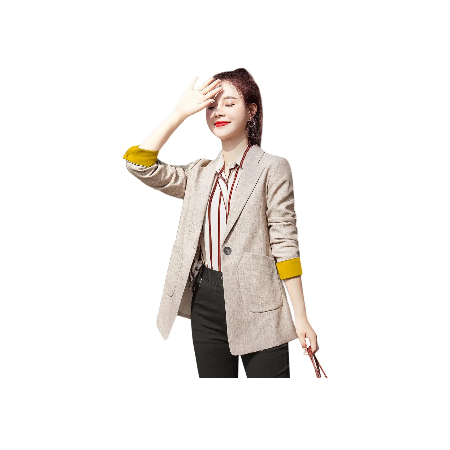 Mo Han Yi Mei Бизнес-костюм женский абрикосовый и желтый