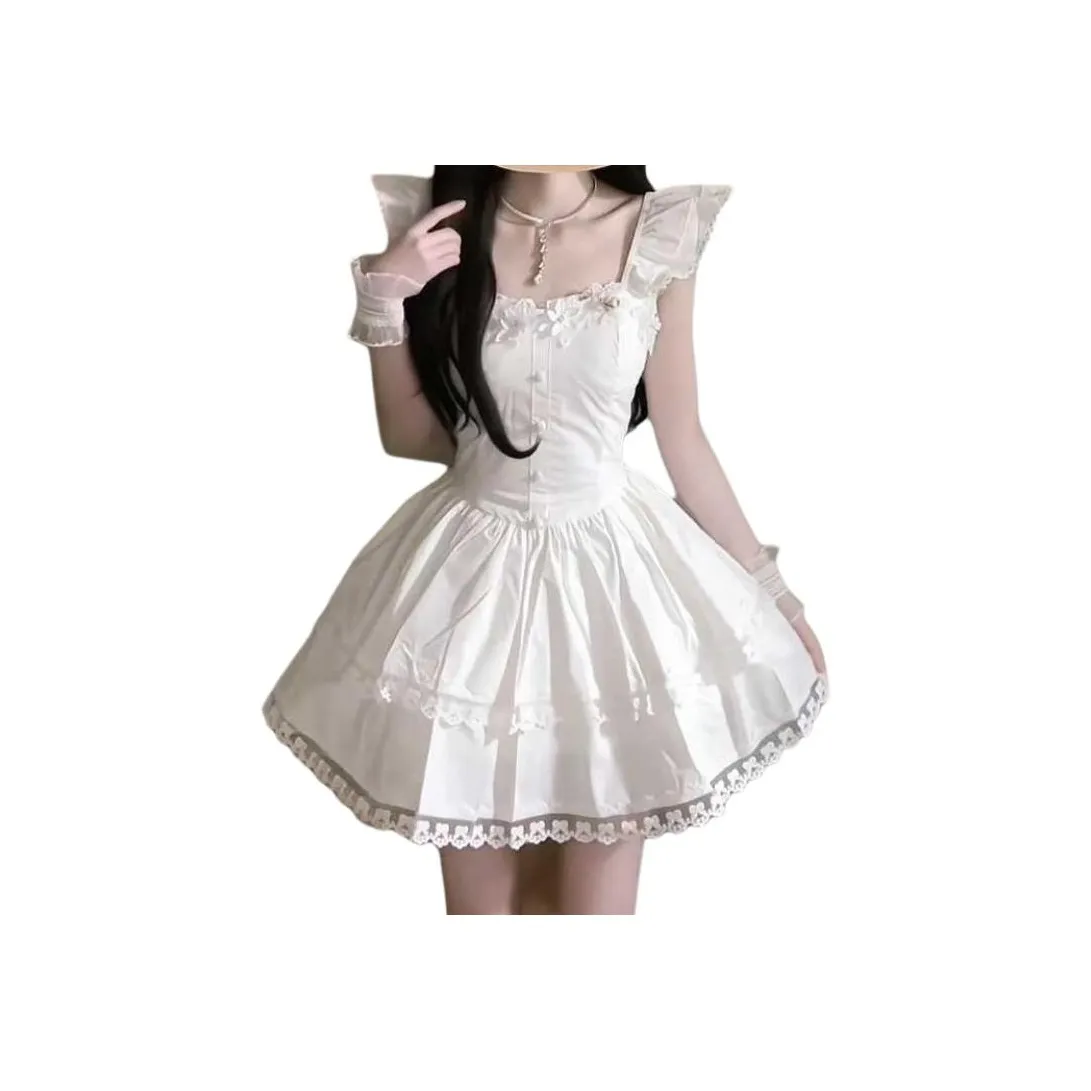 Mu Xiao Xin Slip Dresses Women's White Sweet Dream Mystic Realm