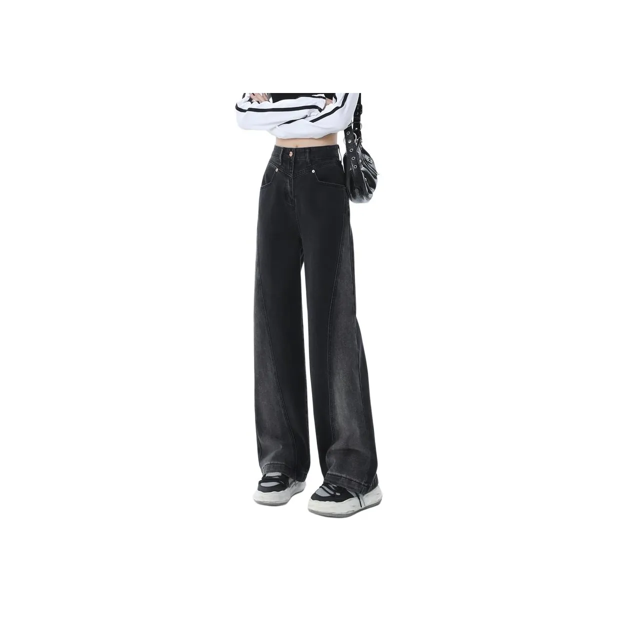 Menglaini Jeans Unisex Black Gray