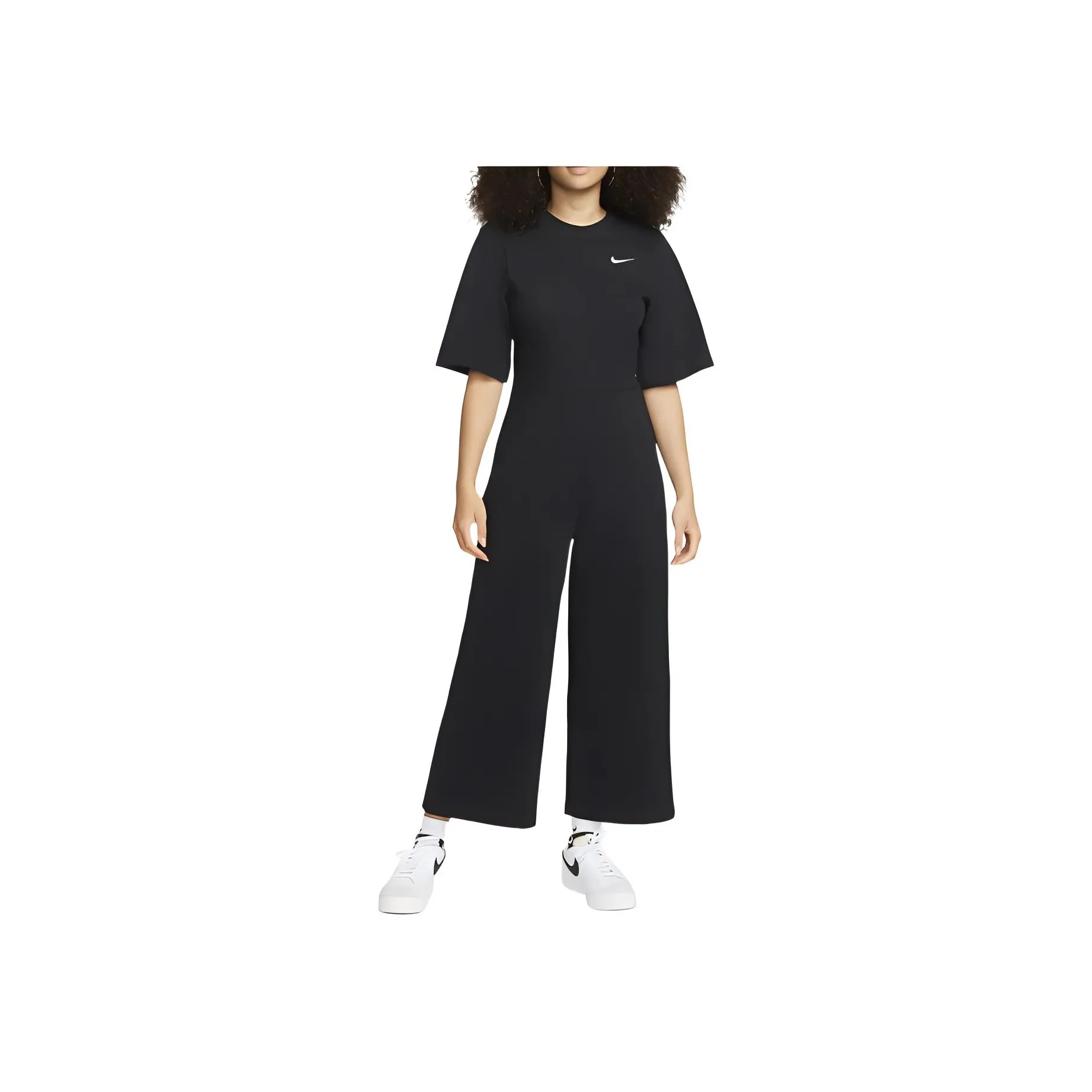 Nike Women's Logo Print Short-Sleeve Jumpsuit Black
