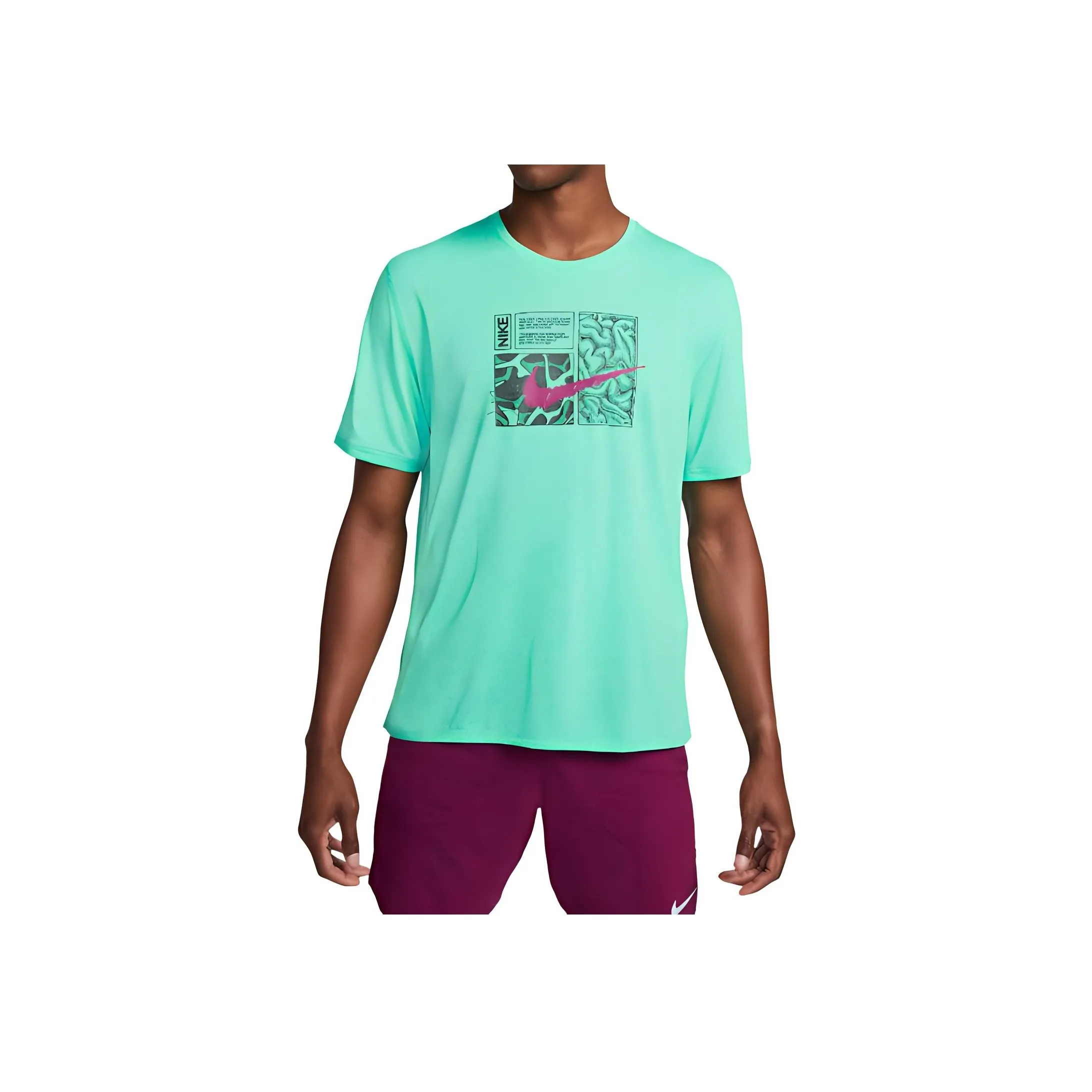 Nike Dri FIT Miler D.Y.E. 'Light Menta/Dynamic Berry' T shirt