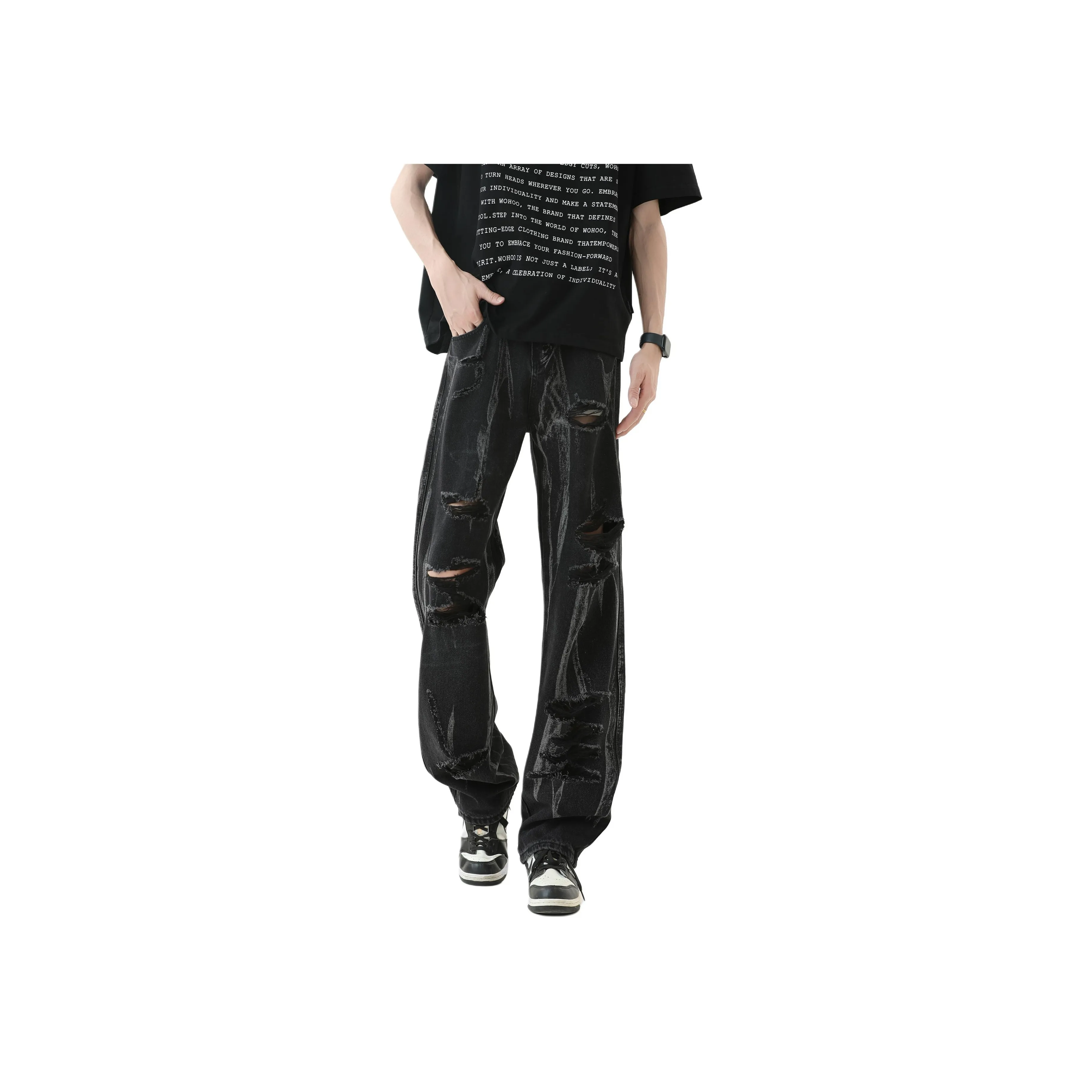 Menglaini Jeans Unisex Black