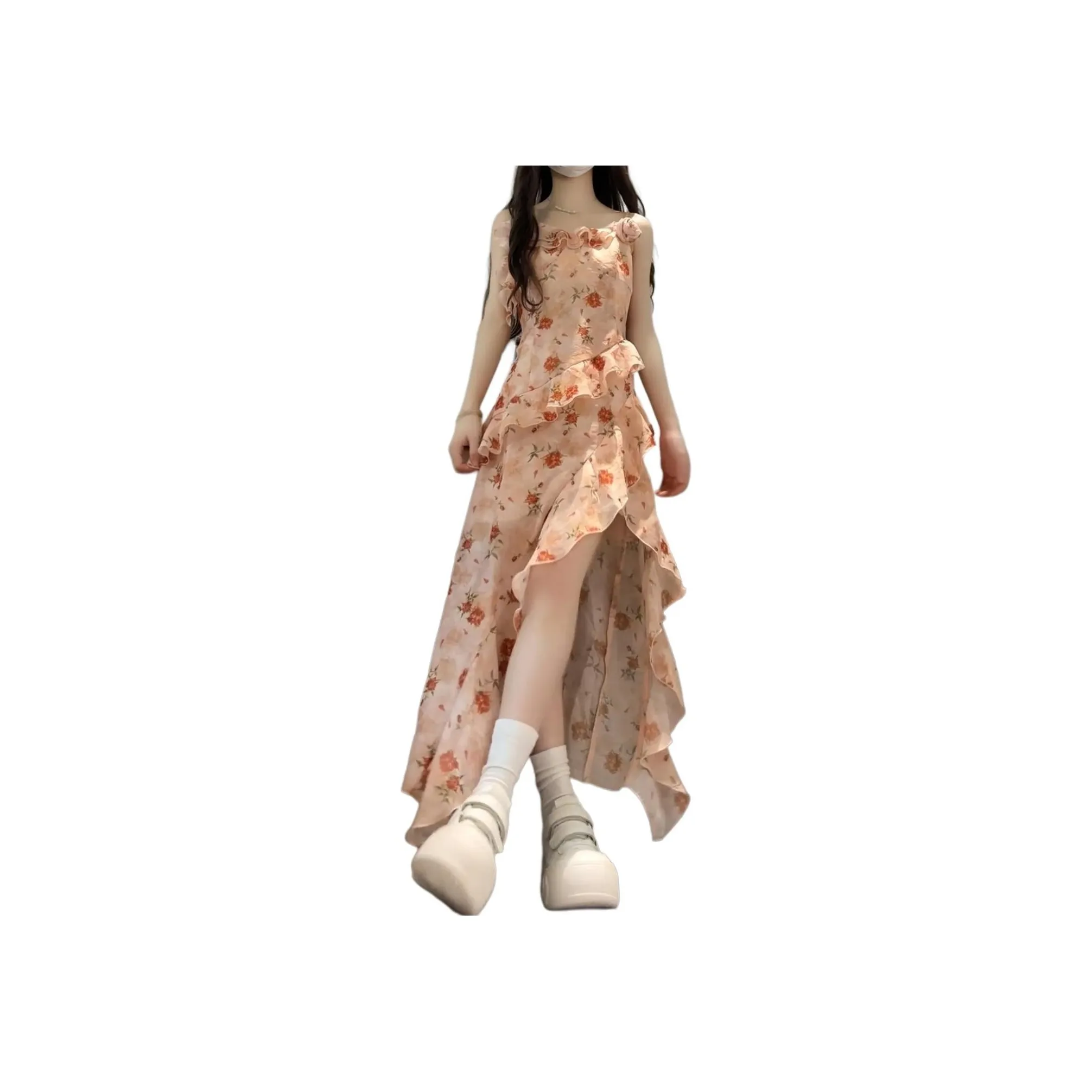 Slip Dresses Women's Cream Orange