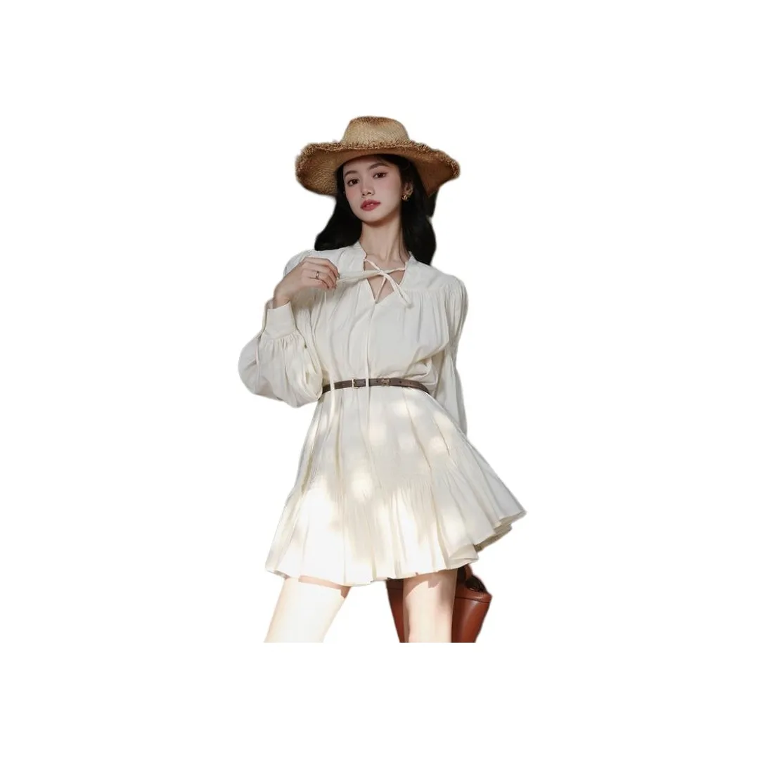 The Plums Are Cooked Long-Sleeved Dresses Women's Cream White