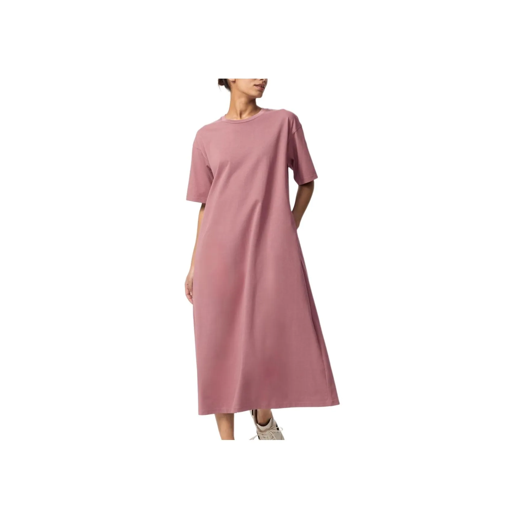 UNIQLO AIRism Mesh Series Short Sleeved Dress Women's Peach Pink
