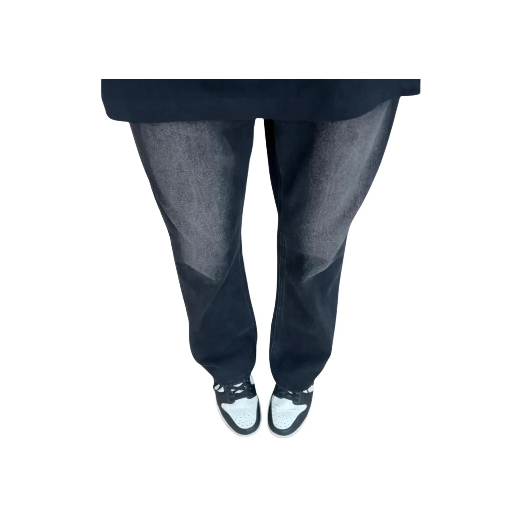 GANGZAI Дымчатый черный Унисекс Джинсы