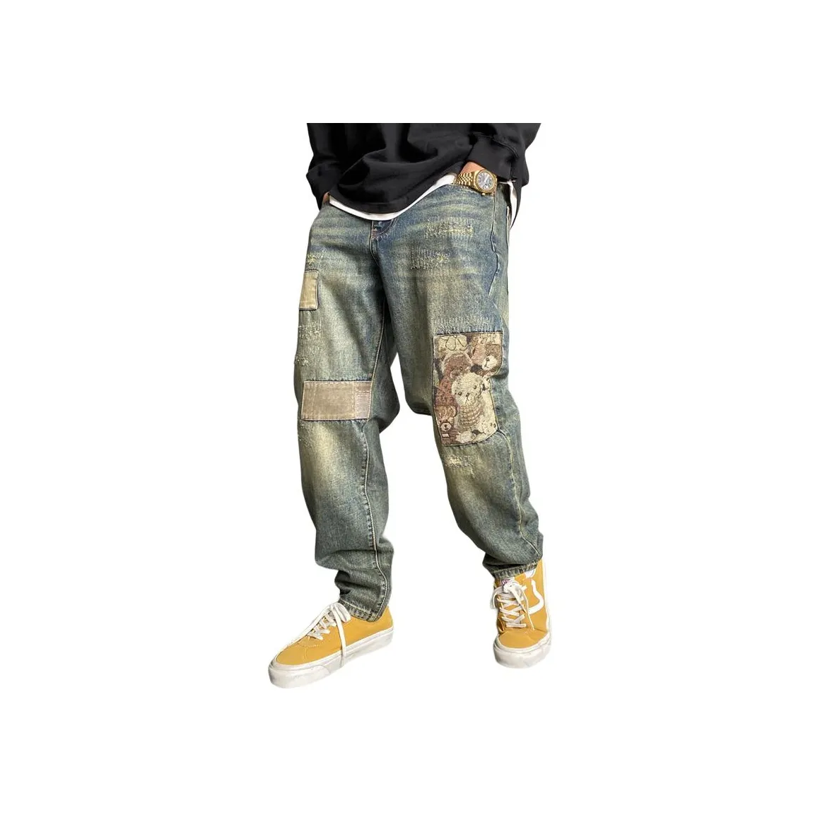 ZHANDASHUAI Blue Unisex Jeans ZHANDASHUAI Синий Унисекс Джинсы