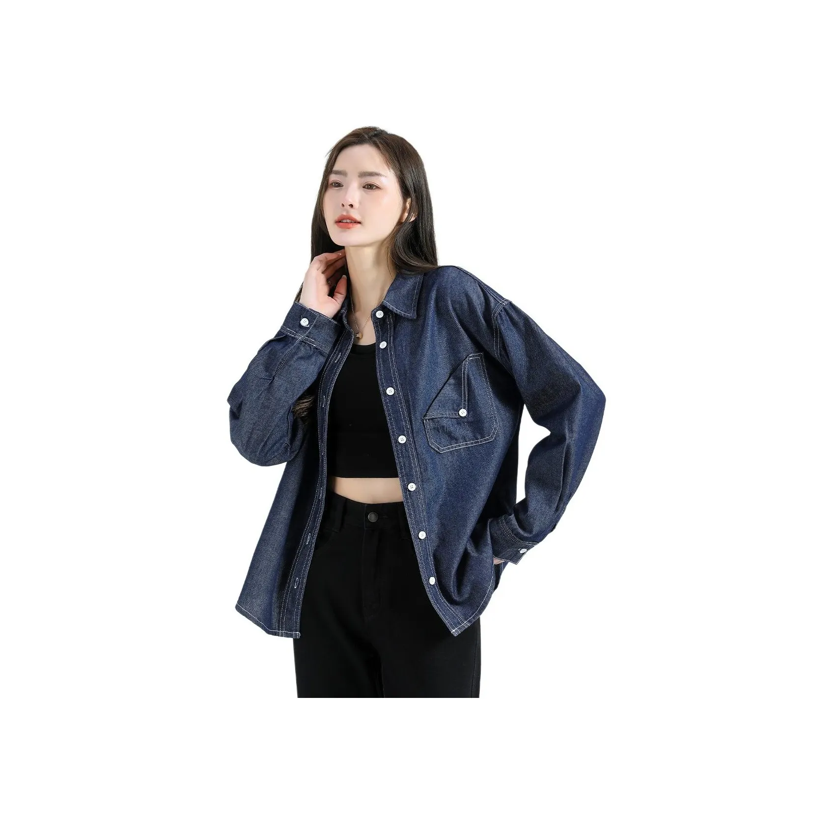 Tonlion Темно-синие женские джинсовые куртки