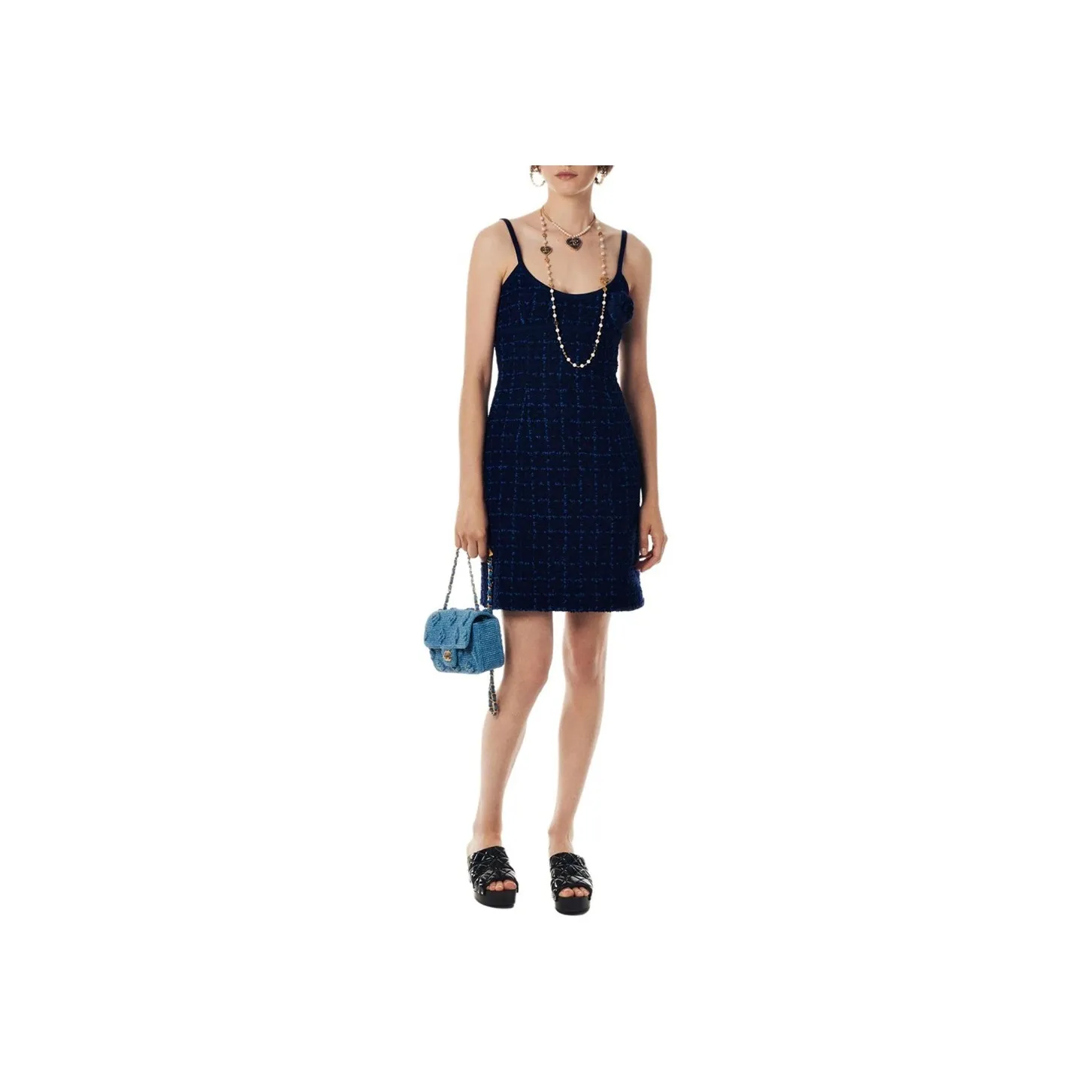 CHANEL 24 Spring Summer Slip Dress Women's Marine Blue