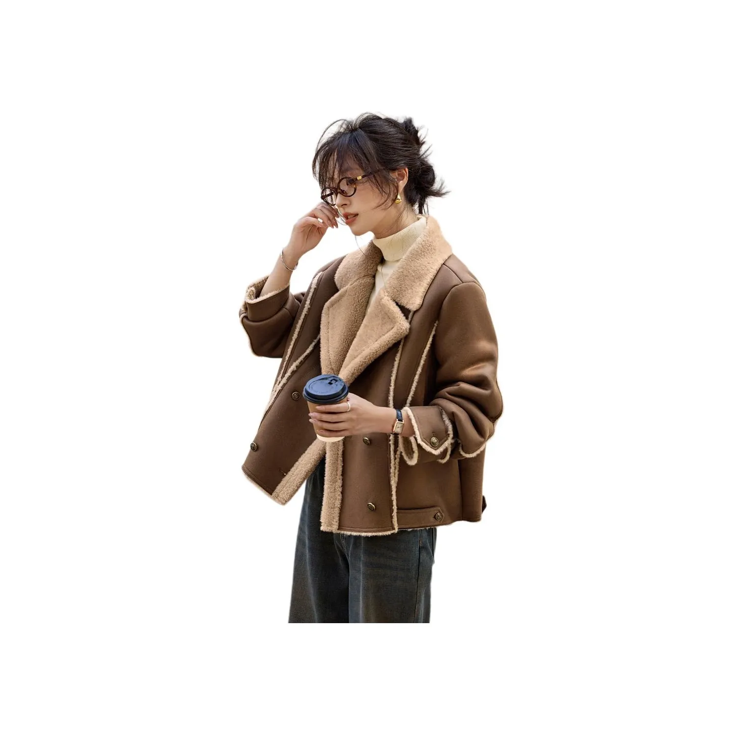 Mo Han Yi Mei Куртки Пальто Женские Кофе