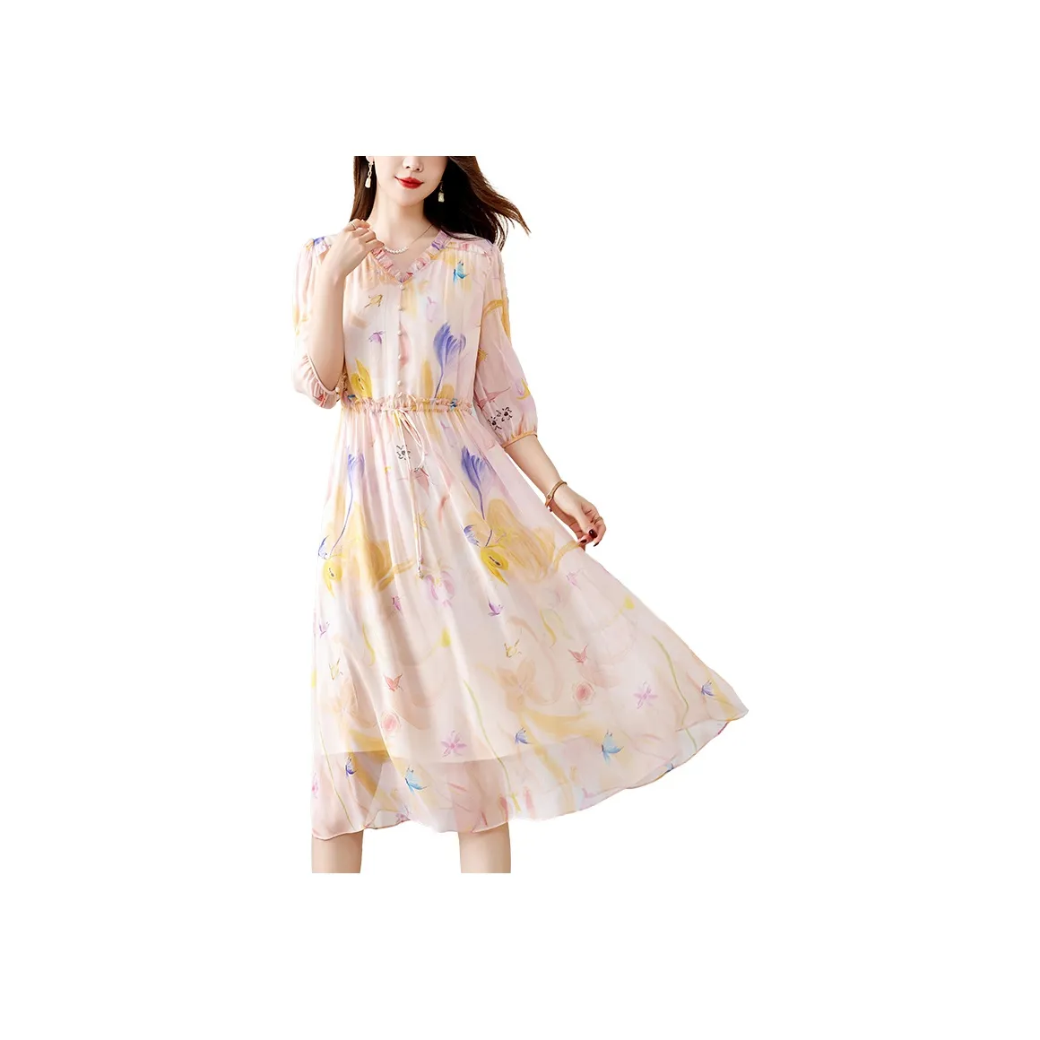 To The West Short Sleeved Dress Women's Orange