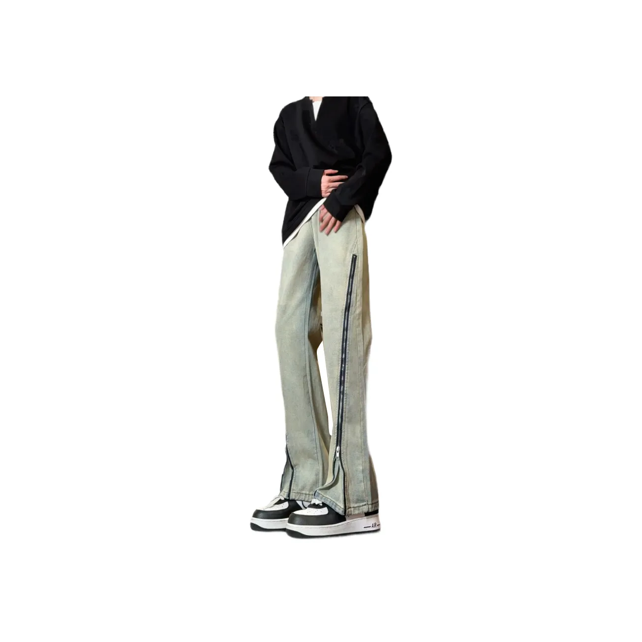 UPXIW Jeans Unisex Yellow Mud
