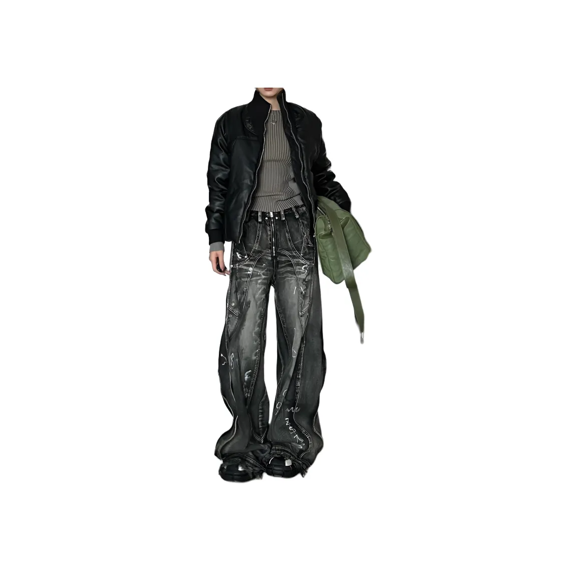 YGHOME OFFICIAL Черный Серый Цвет Унисекс Джинсы