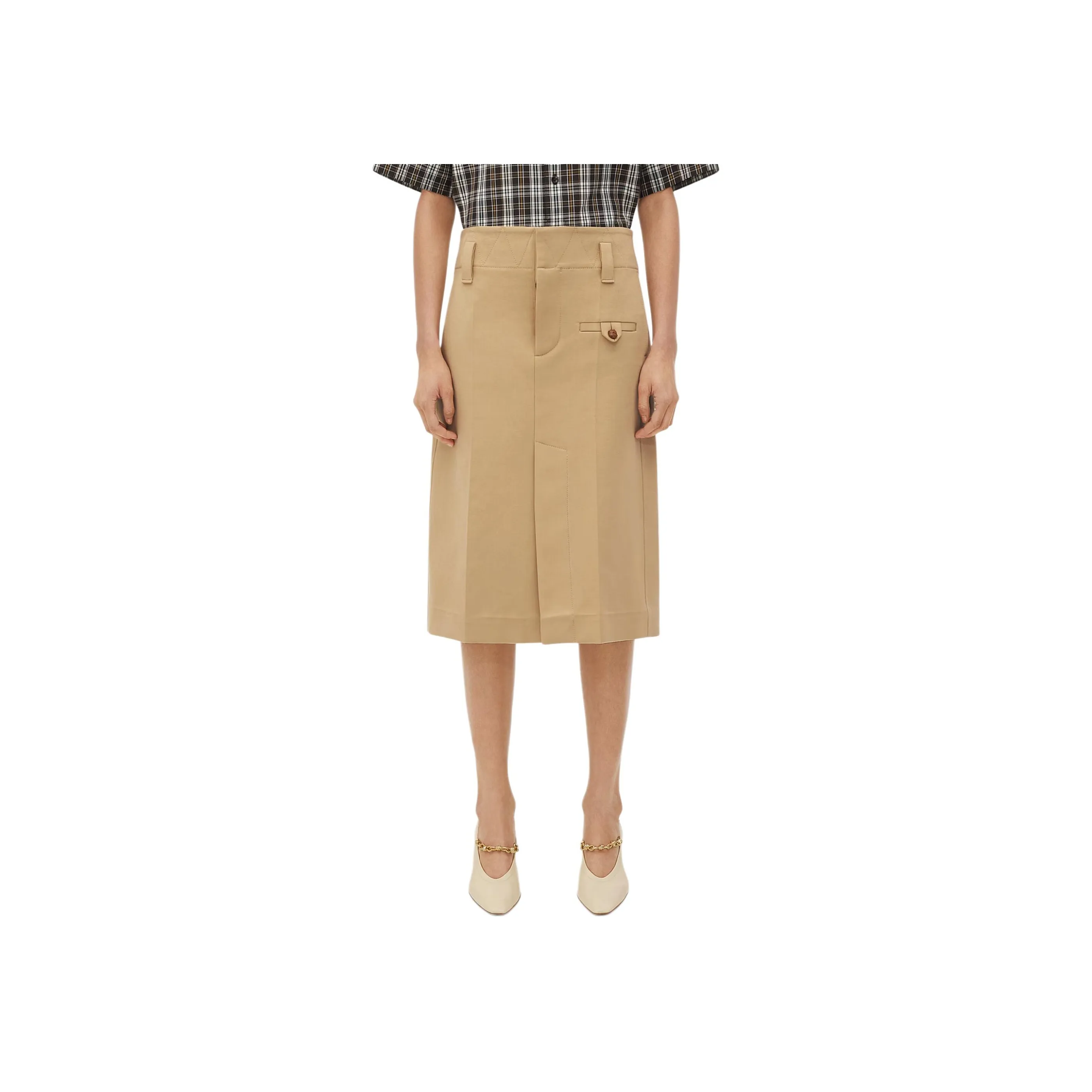 Bottega Veneta Rear Slit Midi Skirt