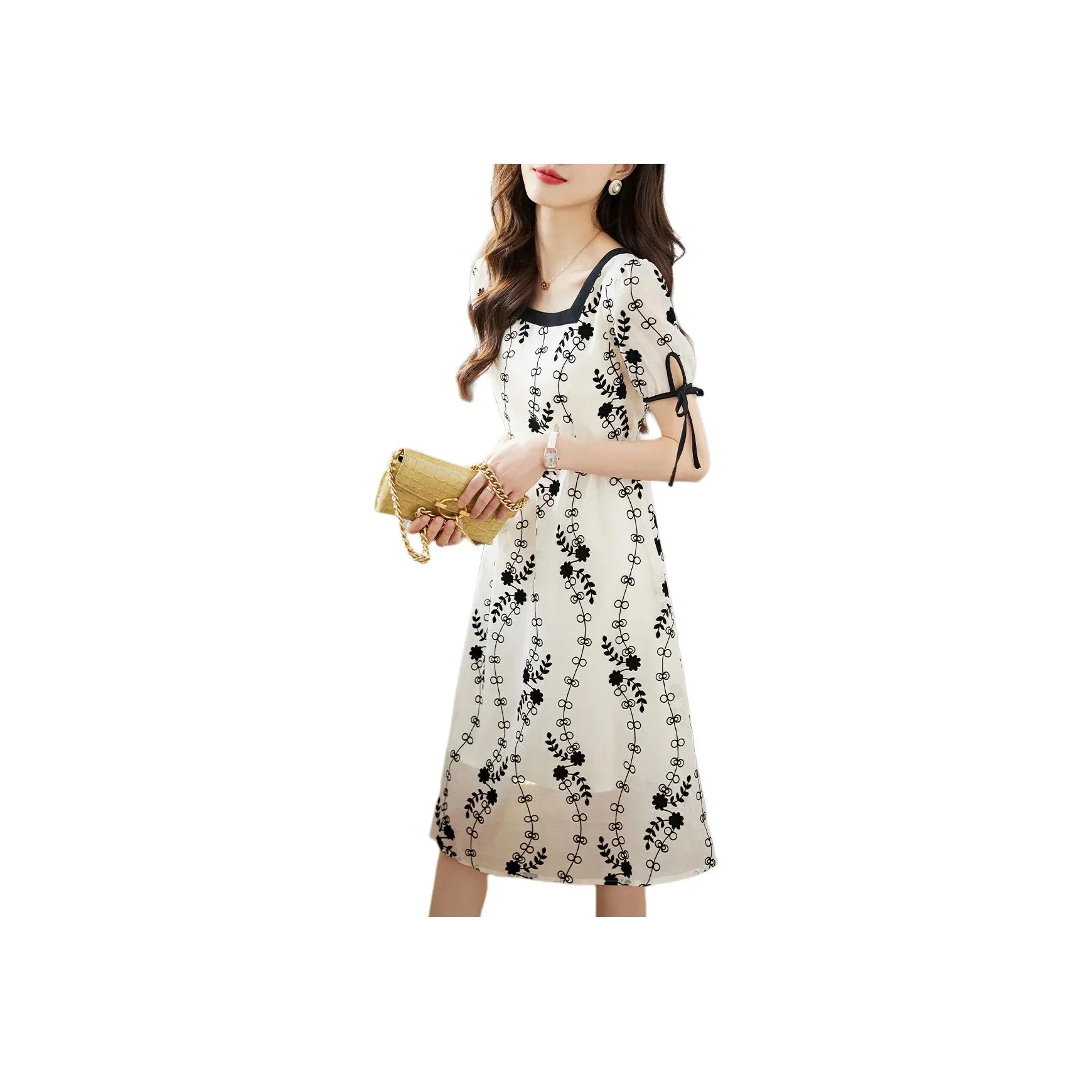 Mo Han Yi Mei Короткий рукав Платье Женское Белое