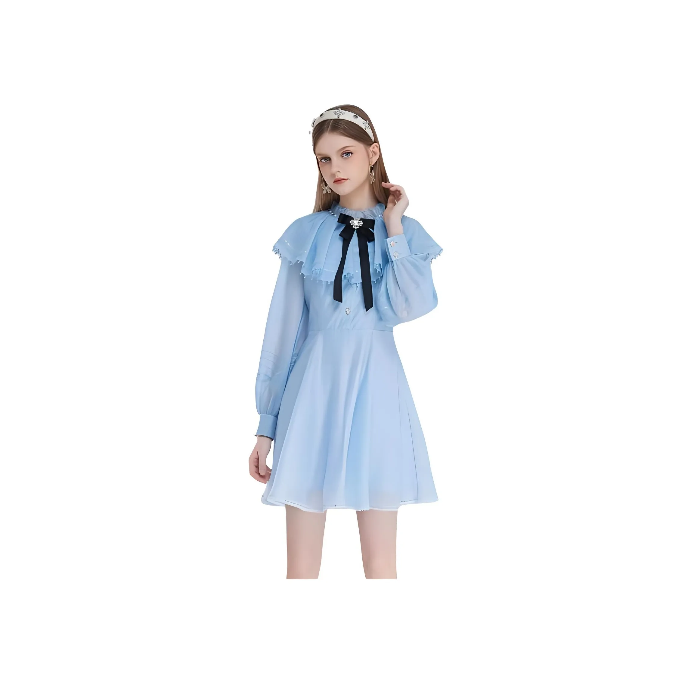 AIVEI Long Sleeved Dress Women's Blue