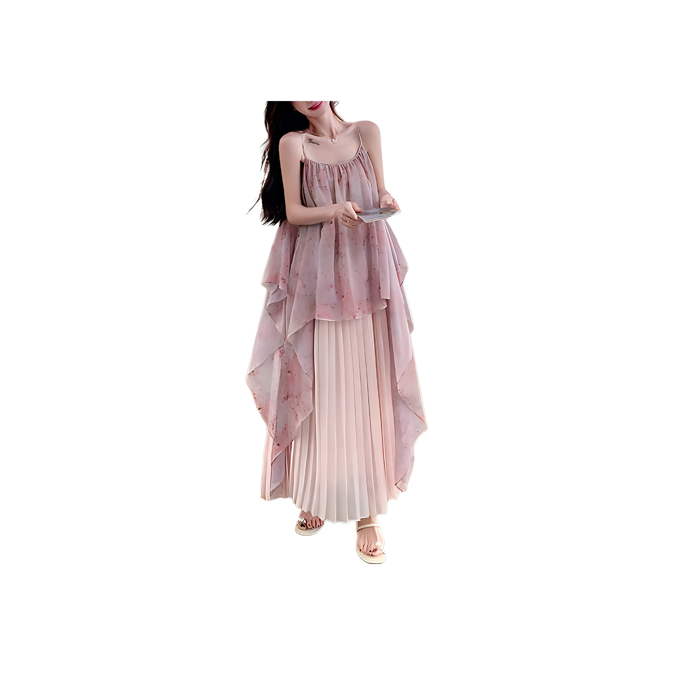 Wbwq Slip Dresses Women's Pink Floral