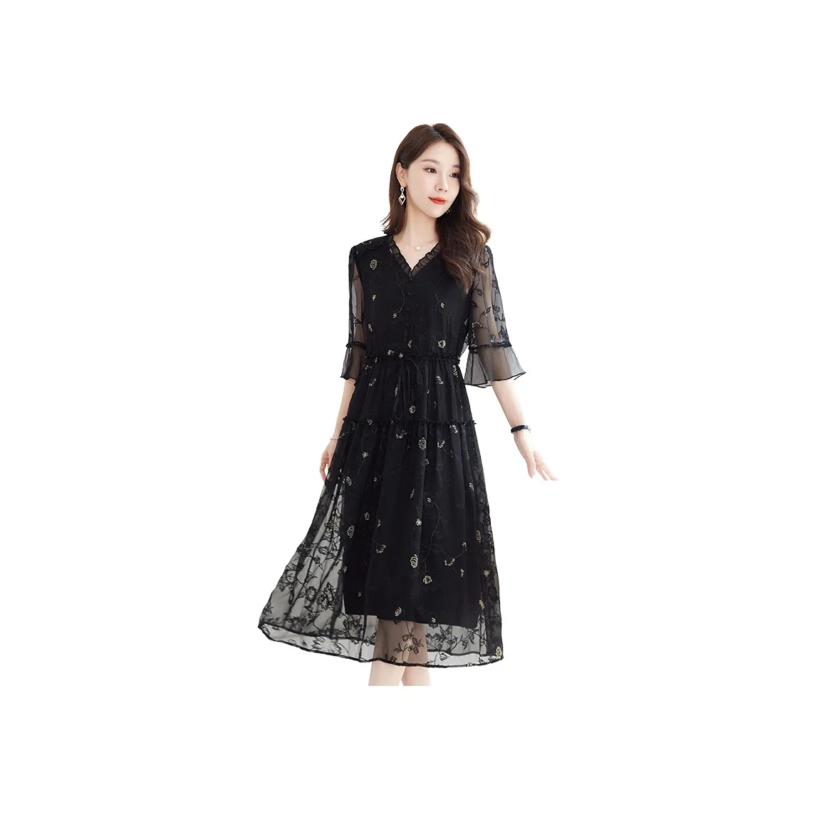 Yi Mengyuan Короткий рукав Платье Женское