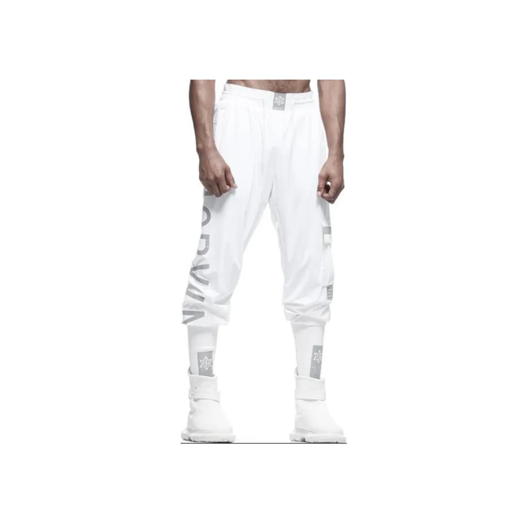 NORVINCY Deconstructed Style Letter Stars Print Sports Pants Unisex White