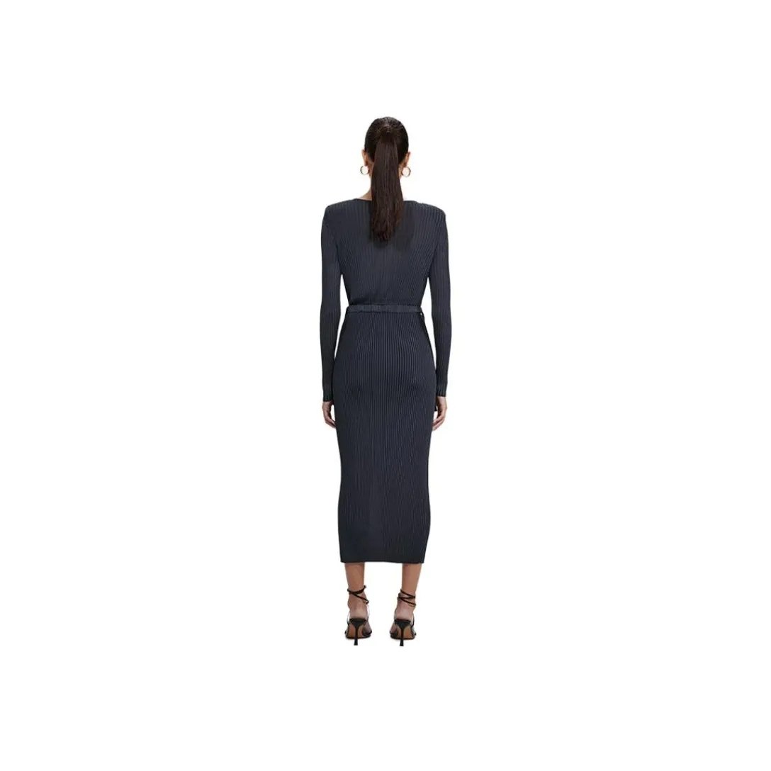 Self portrait Long Sleeved Dress Women's Dark Dusty Gray