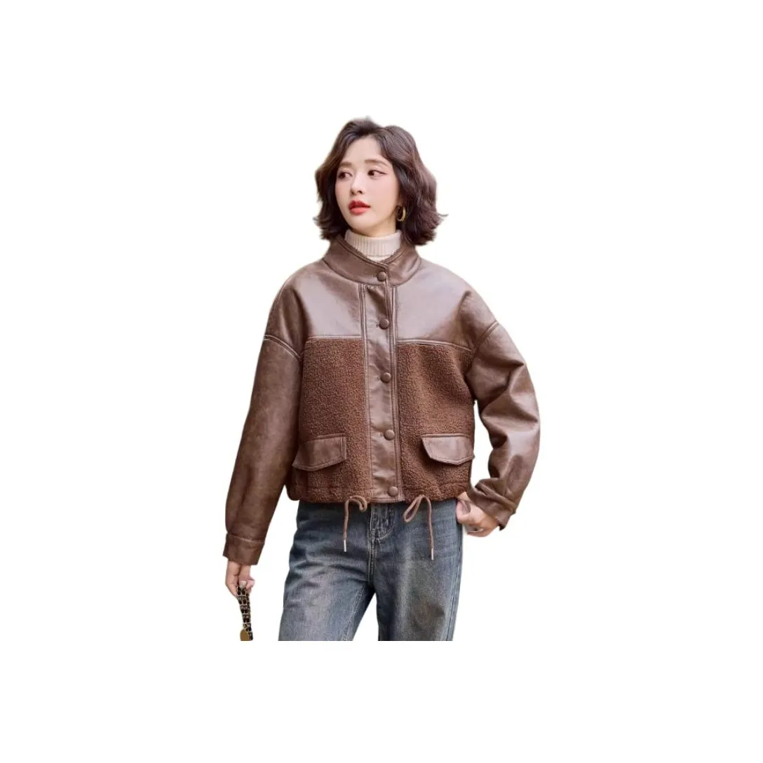 Yi Mengyuan Кожа Куртка Женская