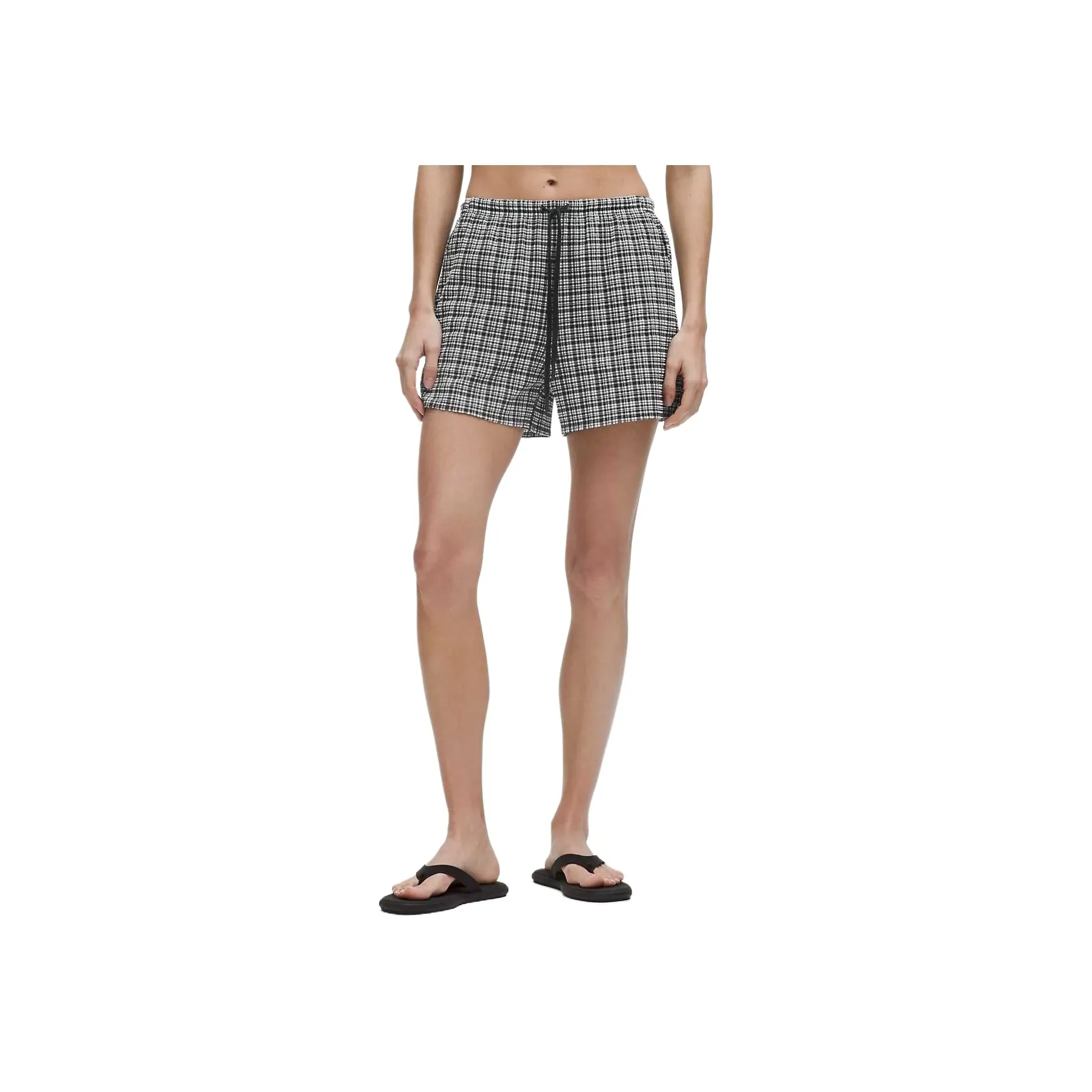 lululemon Seersucker Check MID Step Шов Pull-On Short Casual Shorts 3' Women's
