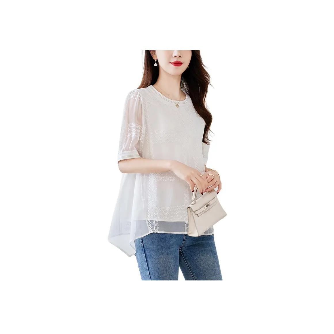 Yi Mengyuan Silk T shirt Women's White