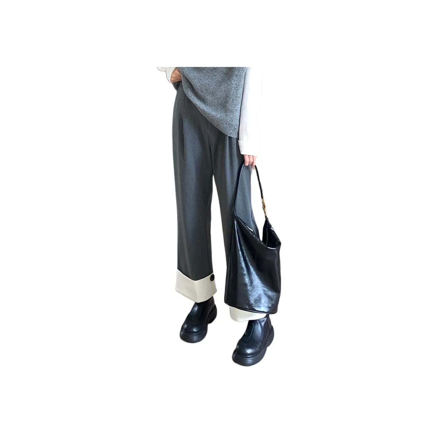 MEIYANG Черный Серый Цвет Женские Брюки Комплект