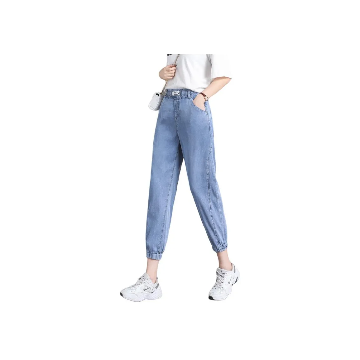 SITOL Синие Укороченные Женские Джинсы