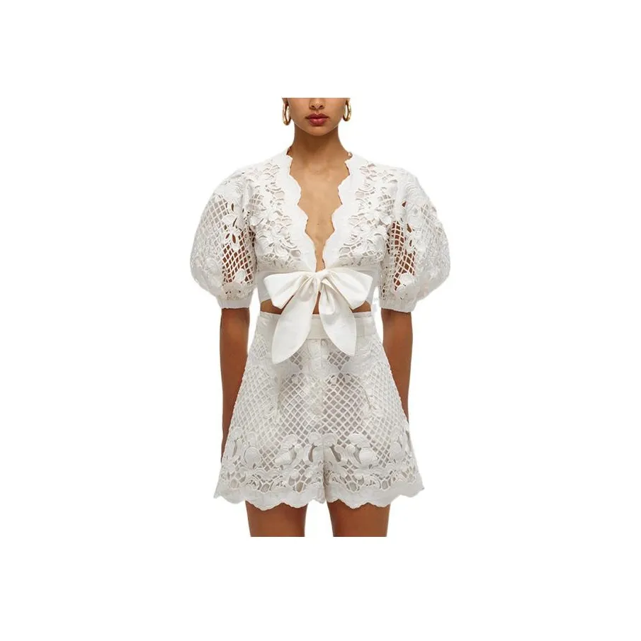Self portrait 2022 Spring Crop Top Women's Pure White