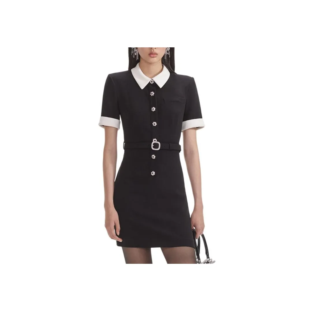 Self portrait Short Sleeved Dress Women's Black & White